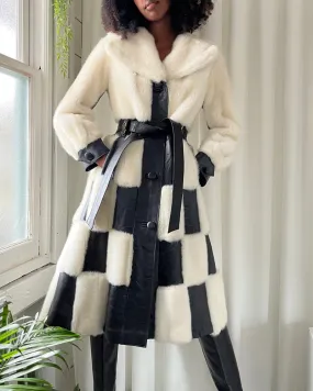 60s Lilli Ann B&W Faux Fur Coat | S