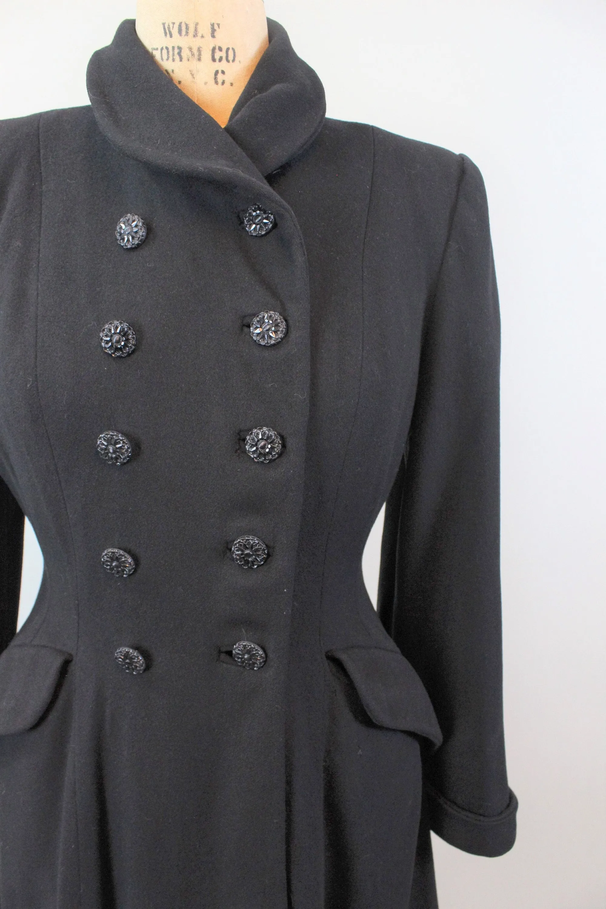 1940s PRINCESS wool double breasted coat small | new fall