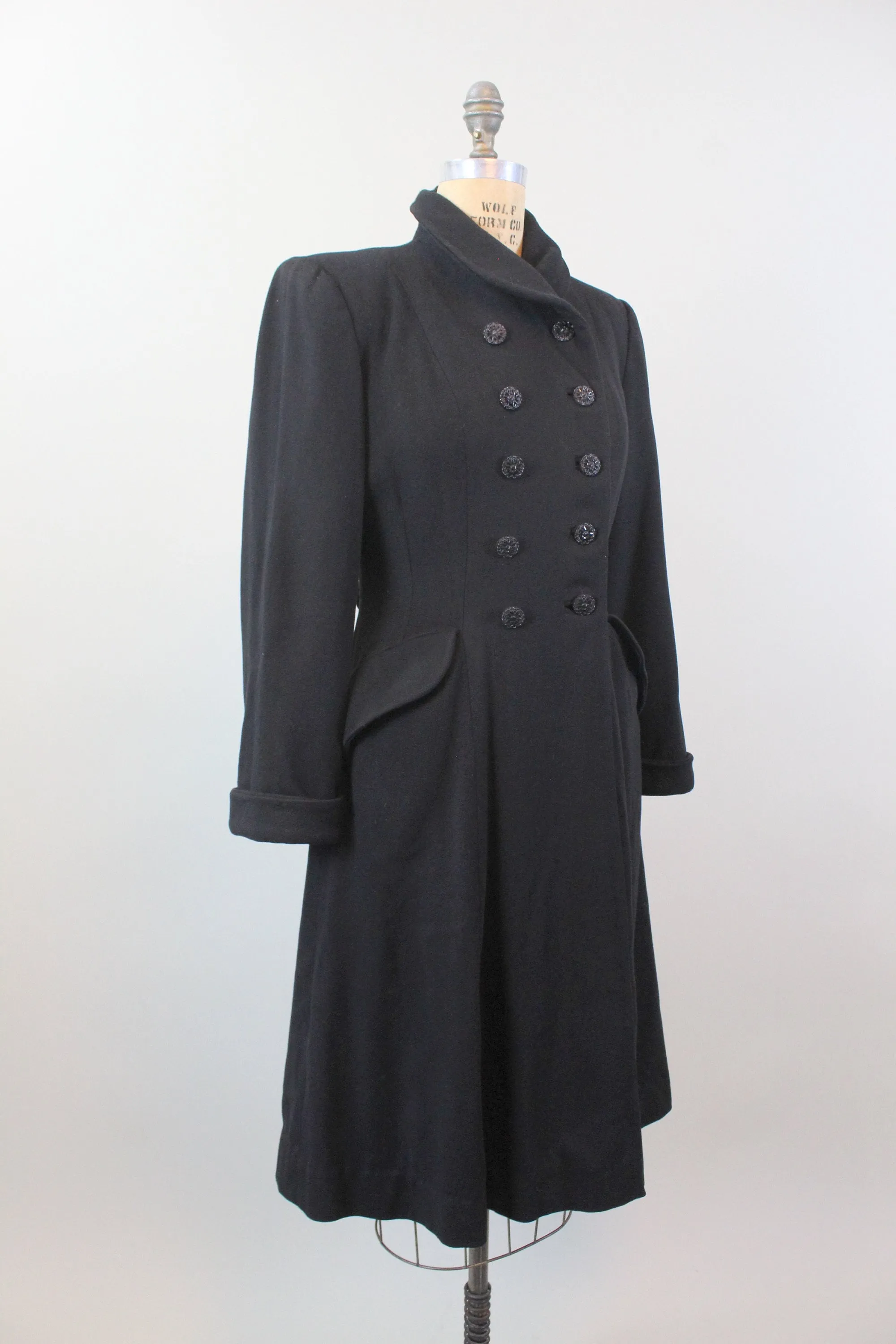 1940s PRINCESS wool double breasted coat small | new fall