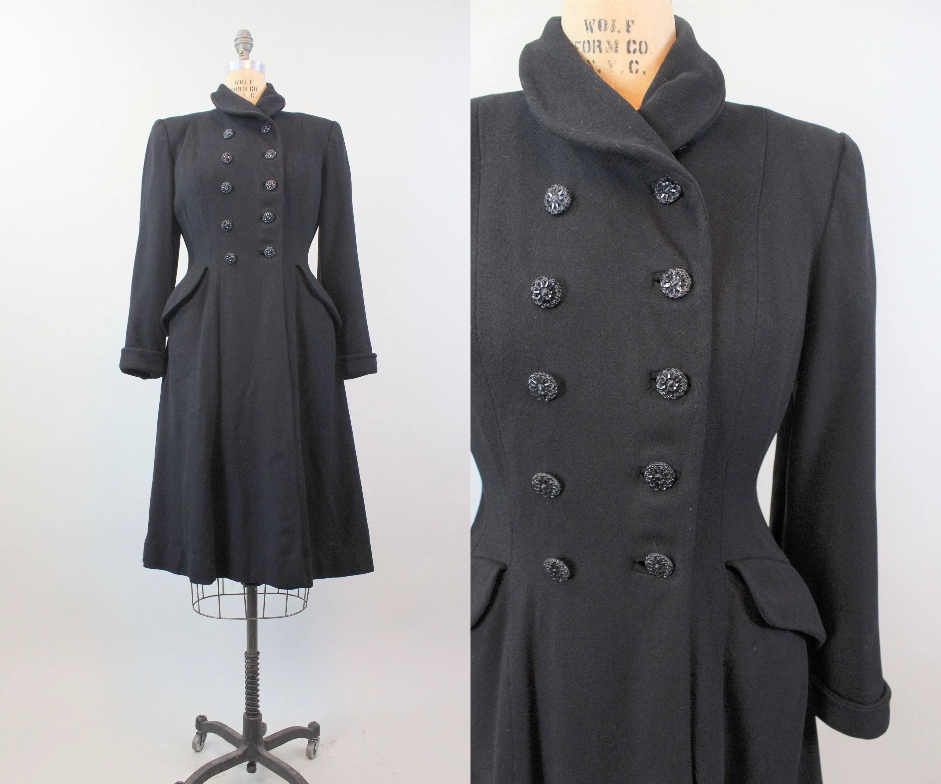 1940s PRINCESS wool double breasted coat small | new fall