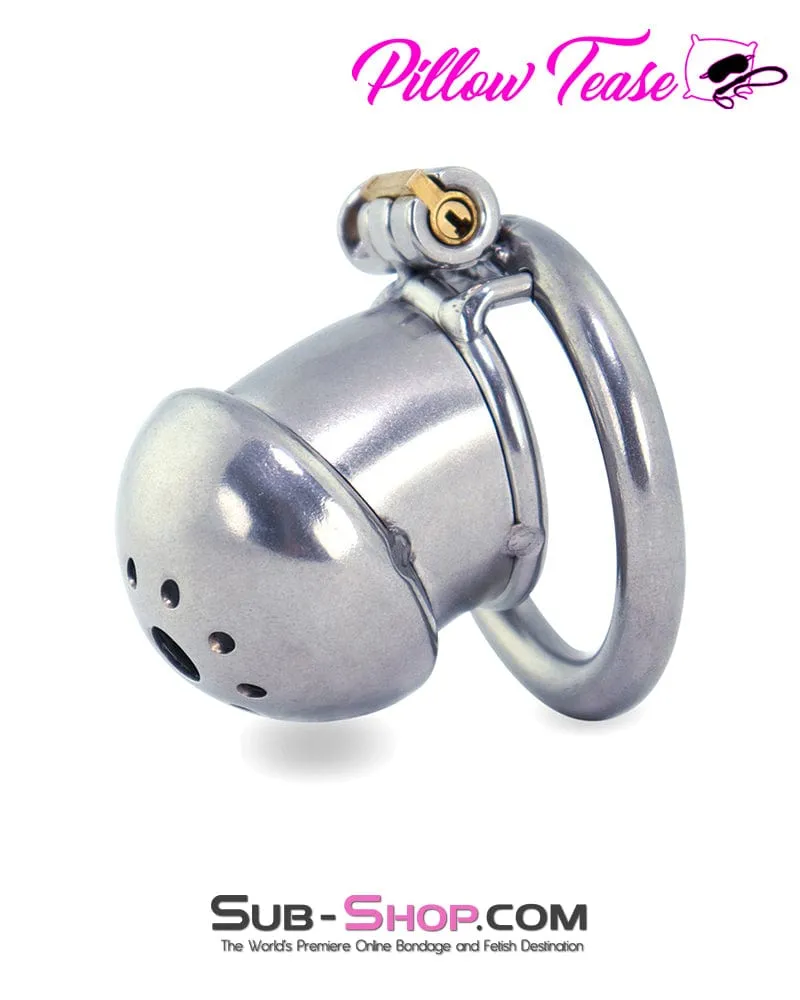 3412AR-SIS      Tiny Sissy Hussy Cock Cap Locking Steel Chastity Cock Cage