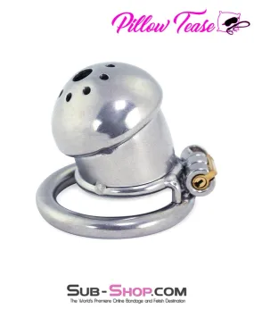 3412AR-SIS      Tiny Sissy Hussy Cock Cap Locking Steel Chastity Cock Cage