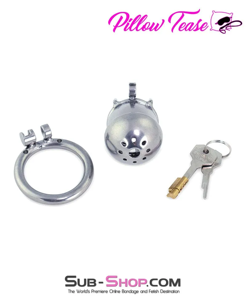 3412AR-SIS      Tiny Sissy Hussy Cock Cap Locking Steel Chastity Cock Cage