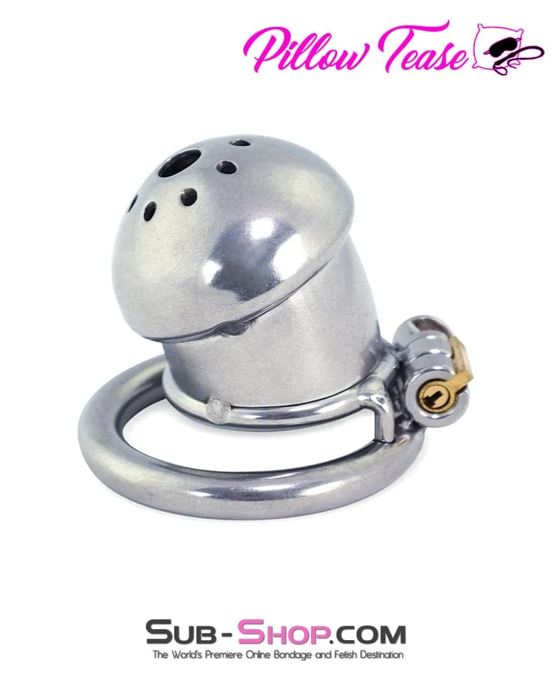 3412AR-SIS      Tiny Sissy Hussy Cock Cap Locking Steel Chastity Cock Cage