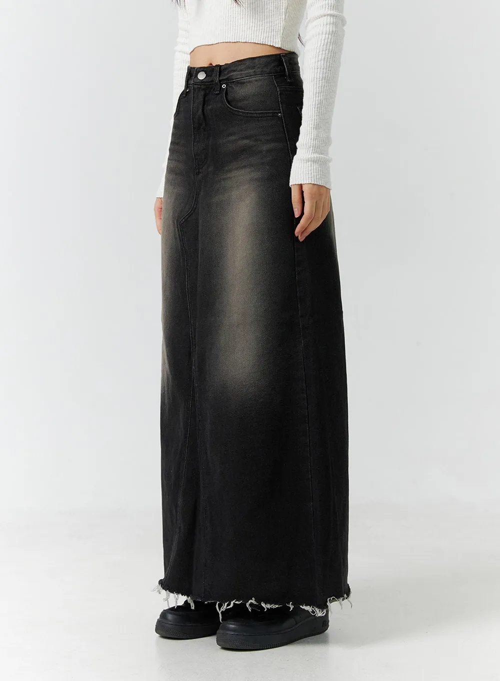 A-Line Maxi Denim Skirt CD301