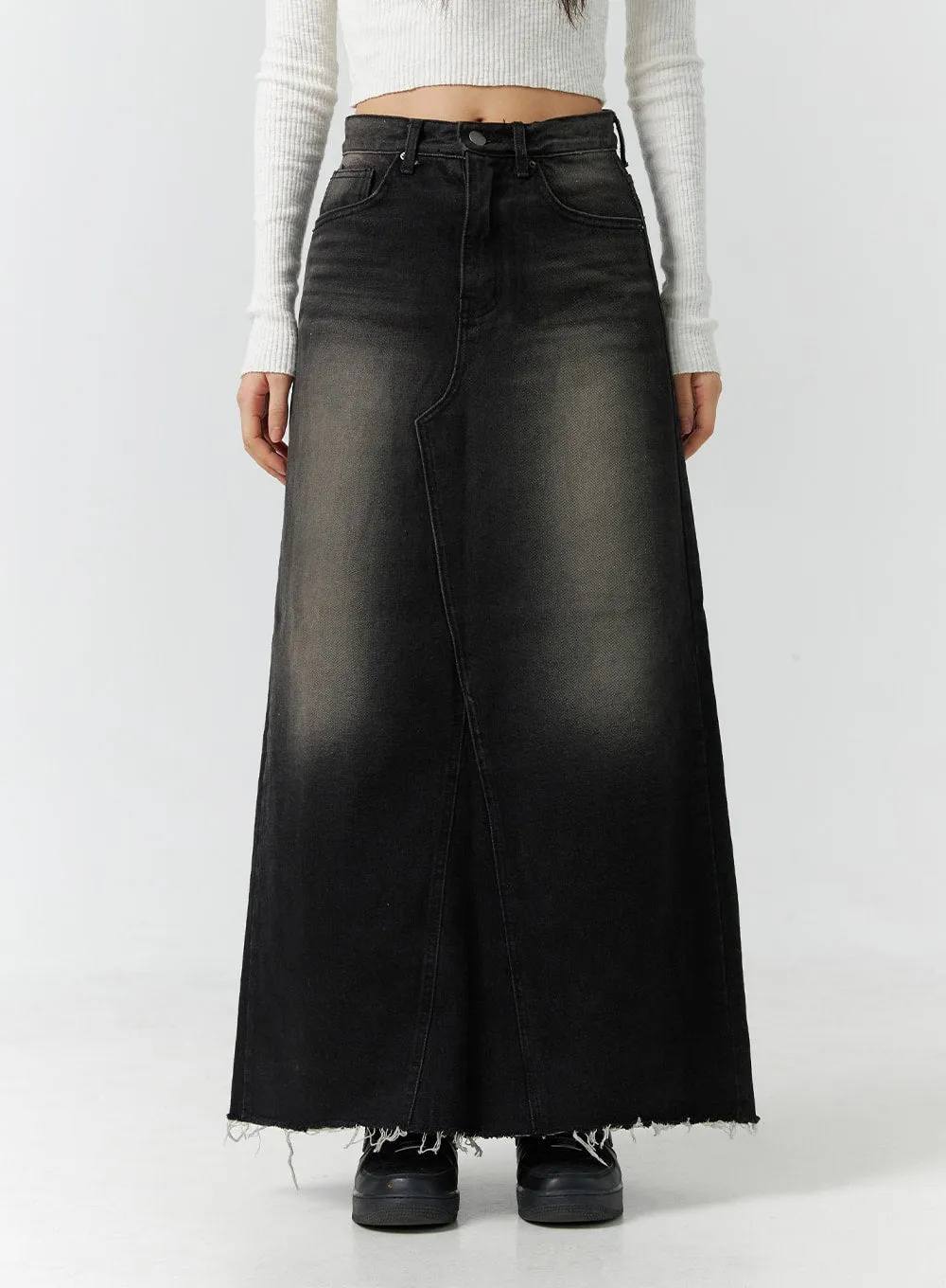 A-Line Maxi Denim Skirt CD301