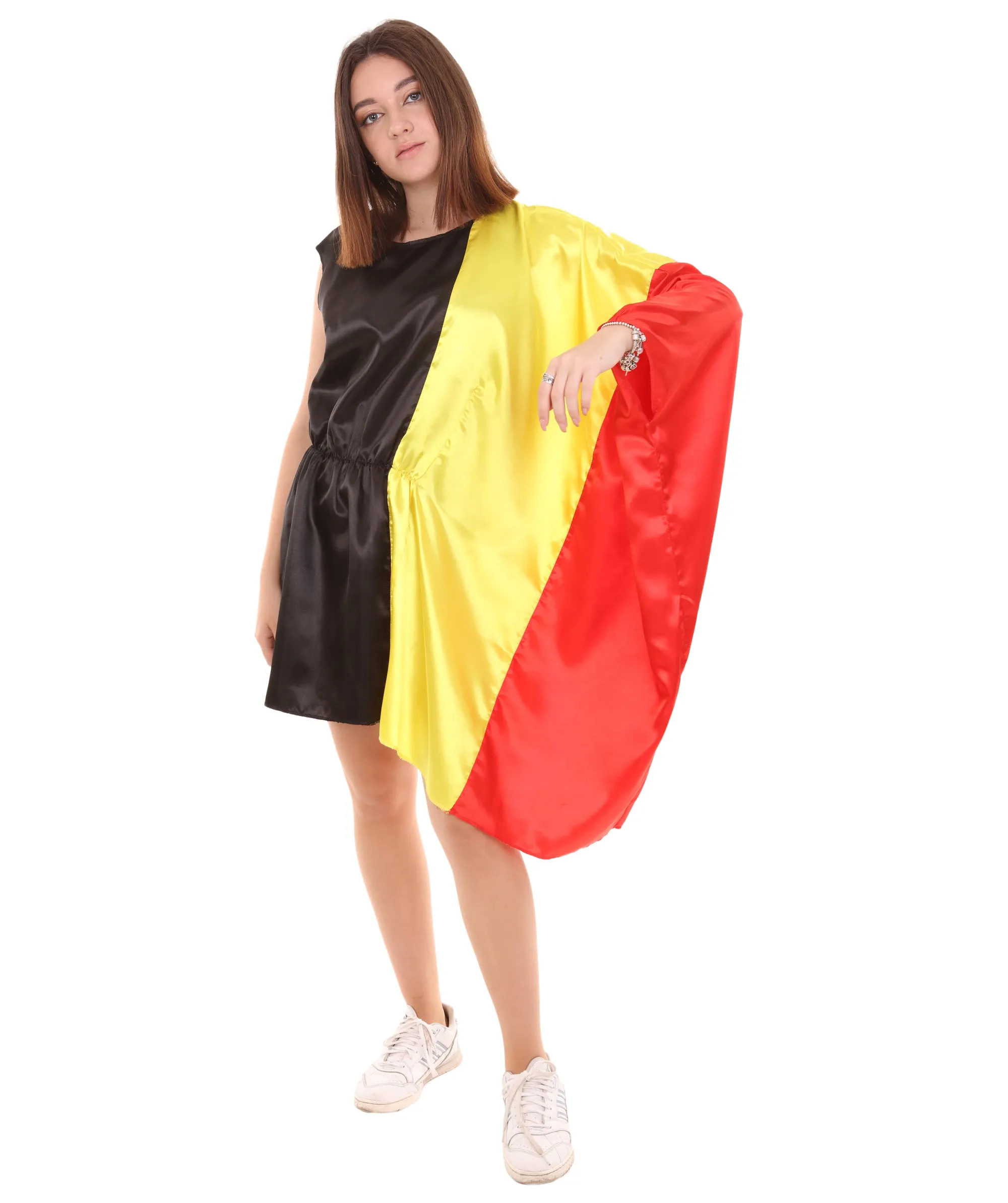 Adult Women's Celebratory Belgian Flag Dress Costume | Patriotic Cosplay Costume