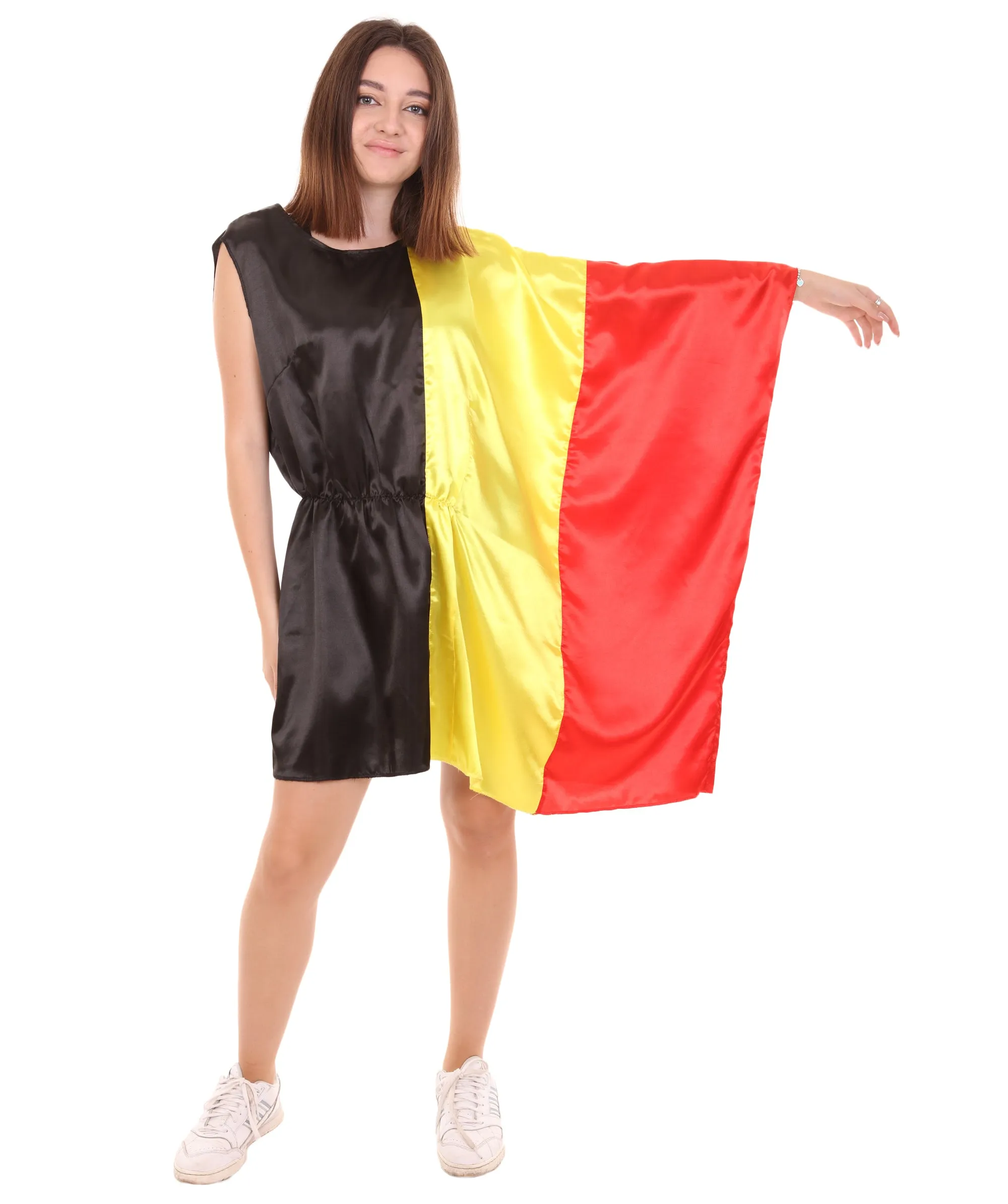 Adult Women's Celebratory Belgian Flag Dress Costume | Patriotic Cosplay Costume