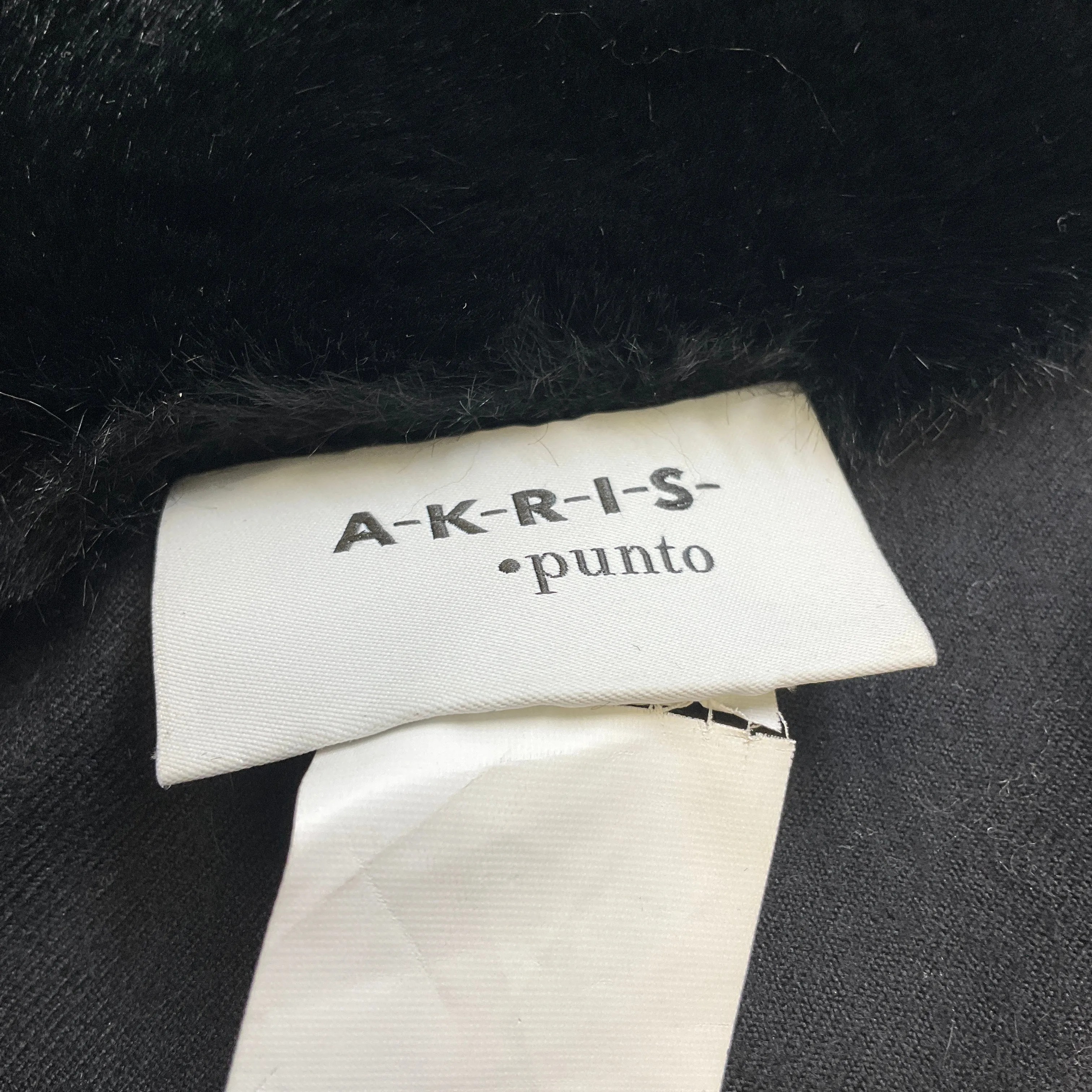 Akris Punto Black Full Zip Faux Fur Coat