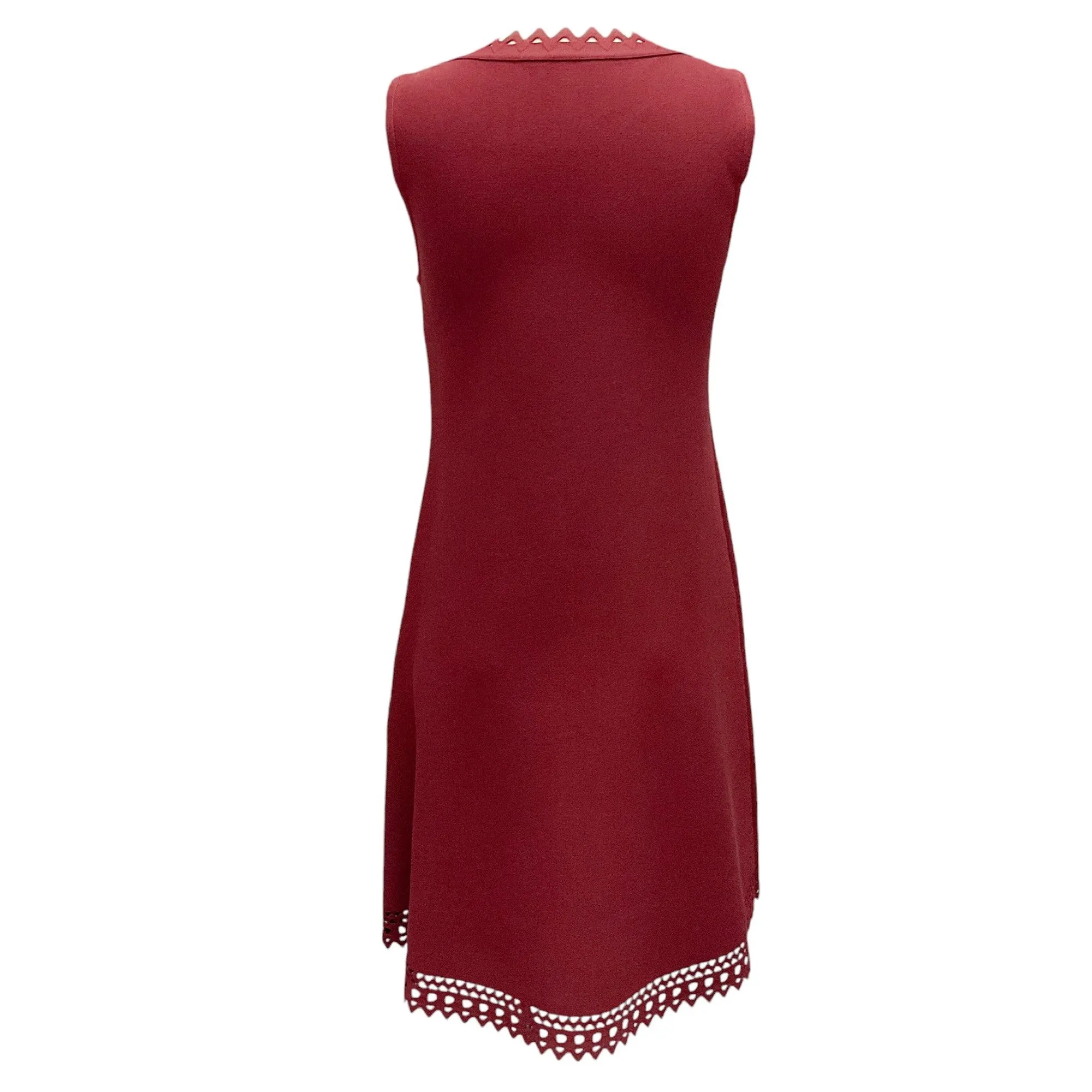 Alaia Burgundy Cut-Out Detail Sleeveless A-Line Viscose Knit Dress