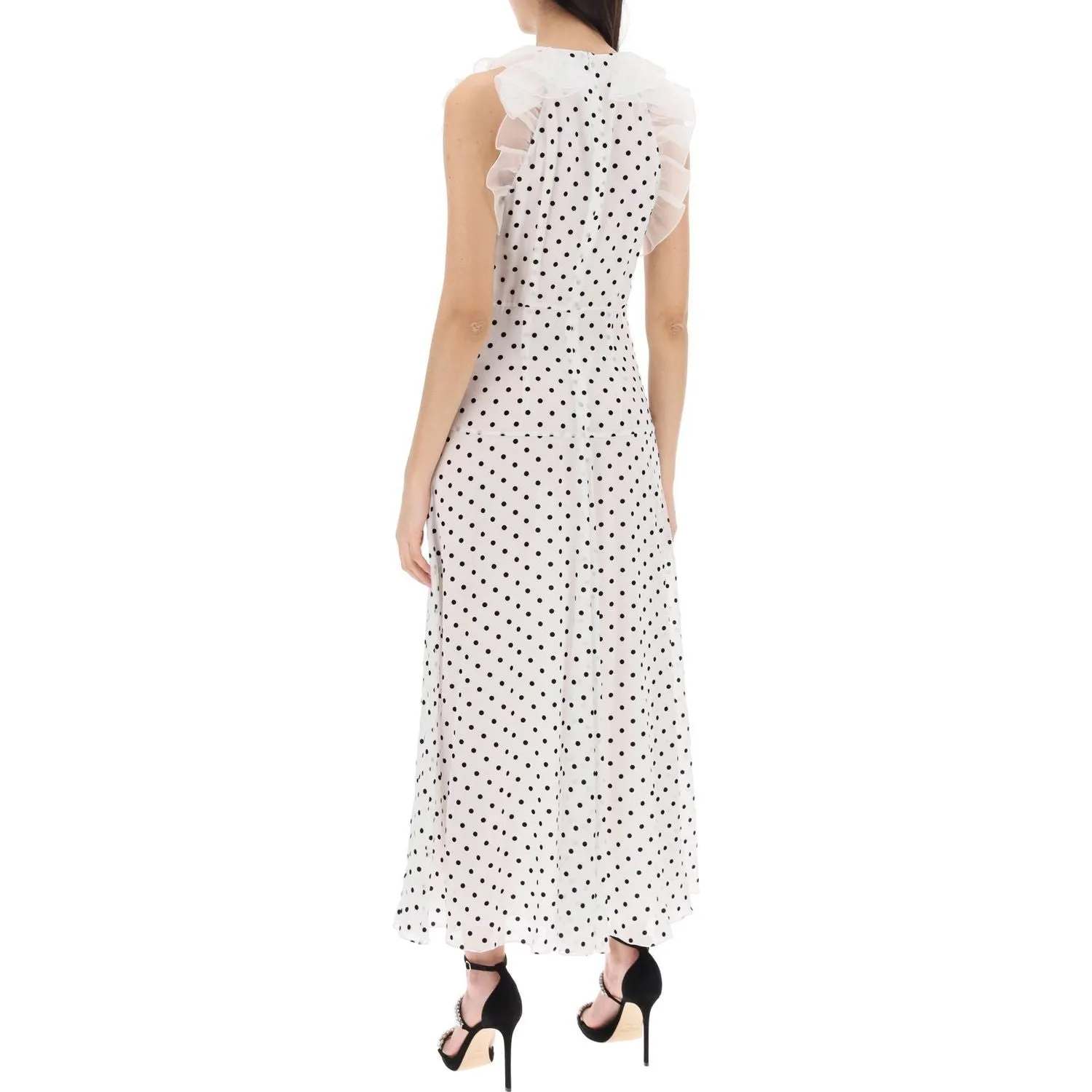 Alessandra Rich sleeveless maxi dress in polka