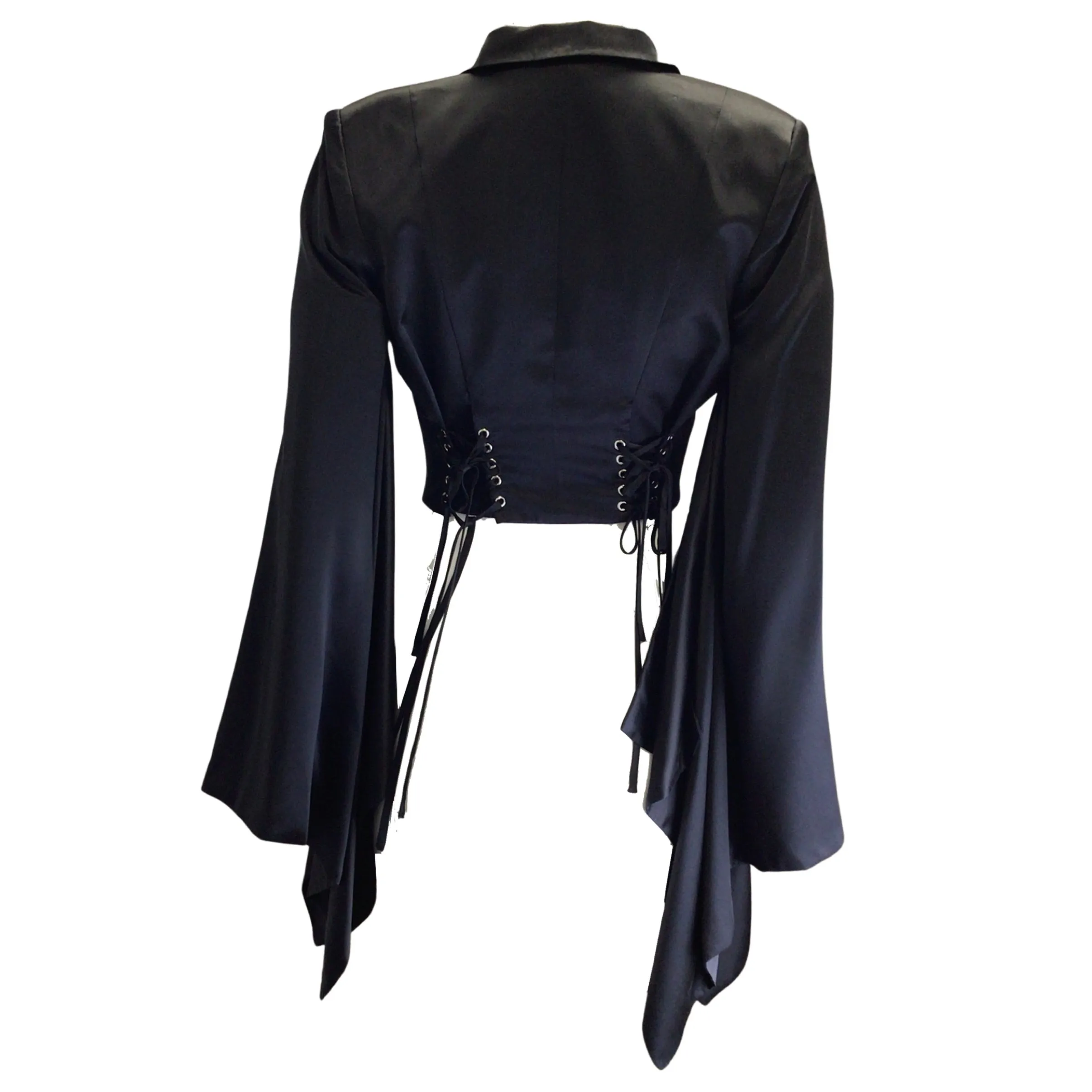 Alexx Brown Black Silk Kimono Biker Jacket