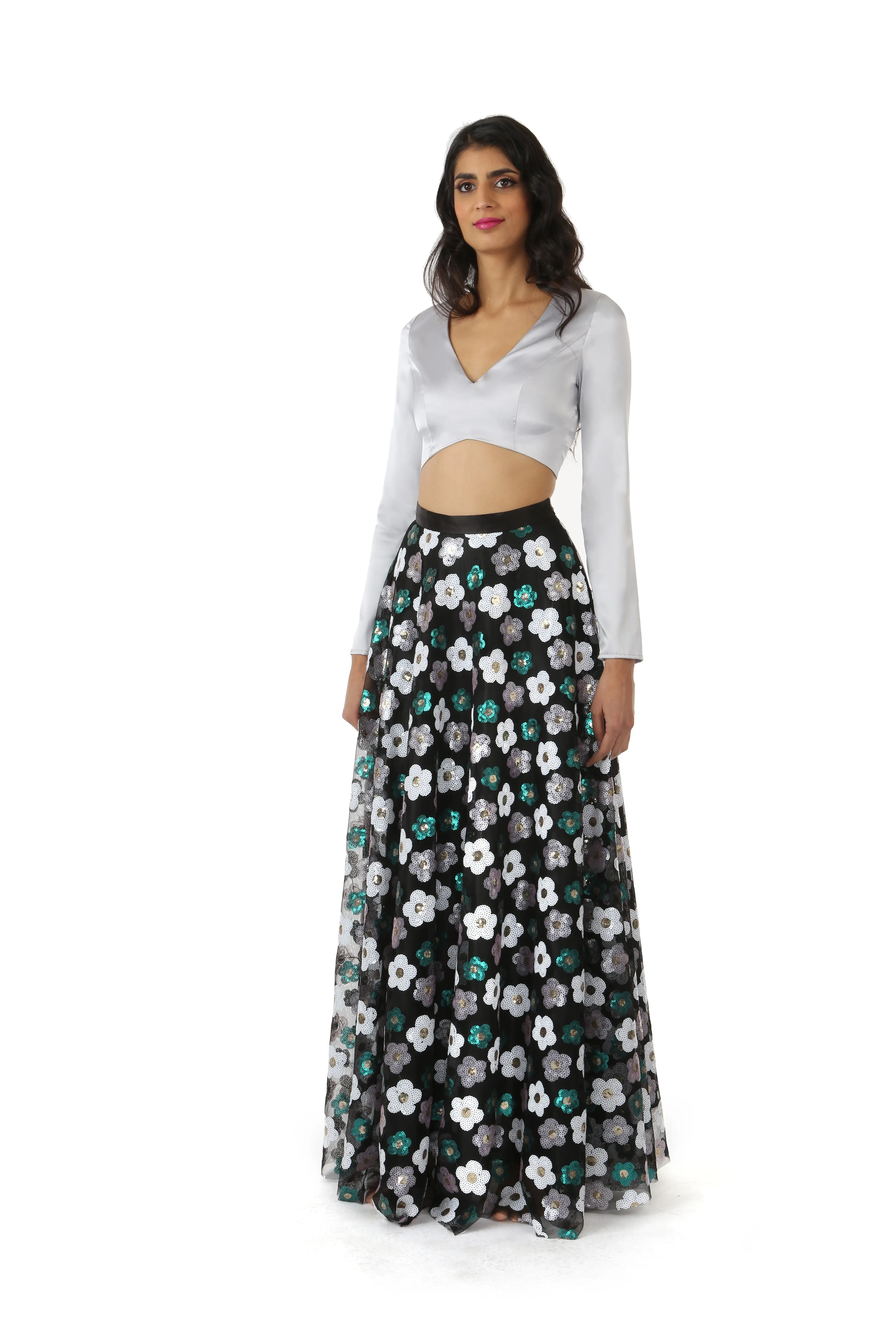 ANISHA Sequin Daisy Skirt