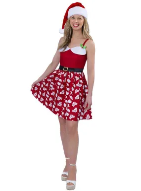 Australian Christmas Print Plus Size Womens Red Printed Costume Dress