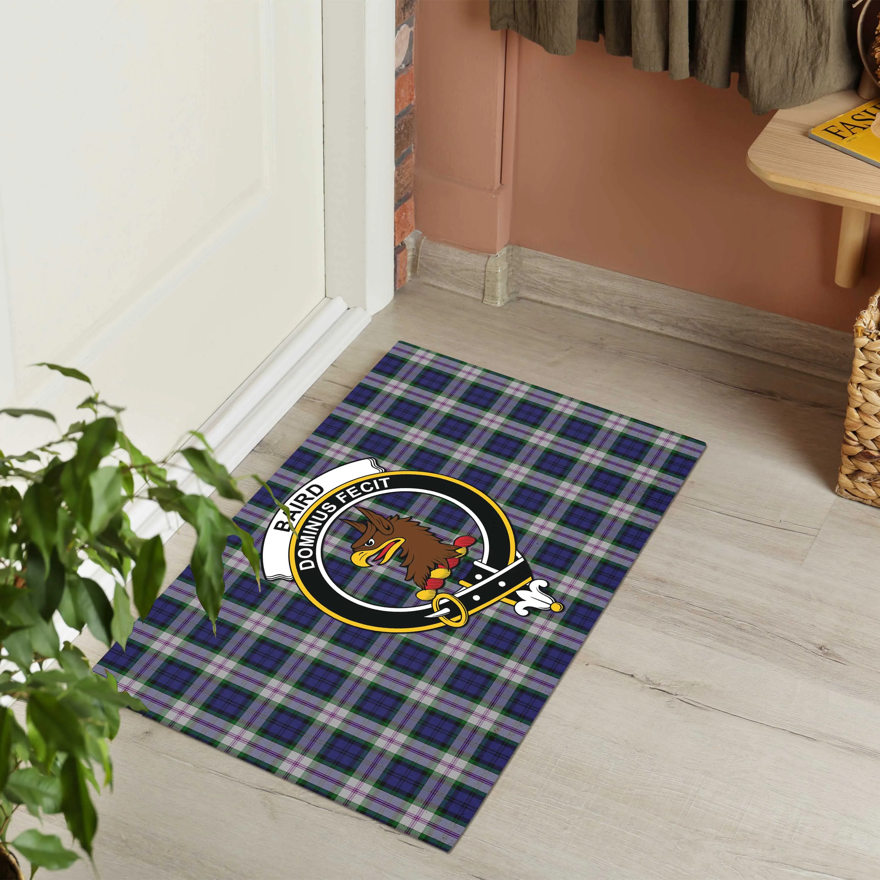 Baird Dress Tartan Door Mat with Family Crest