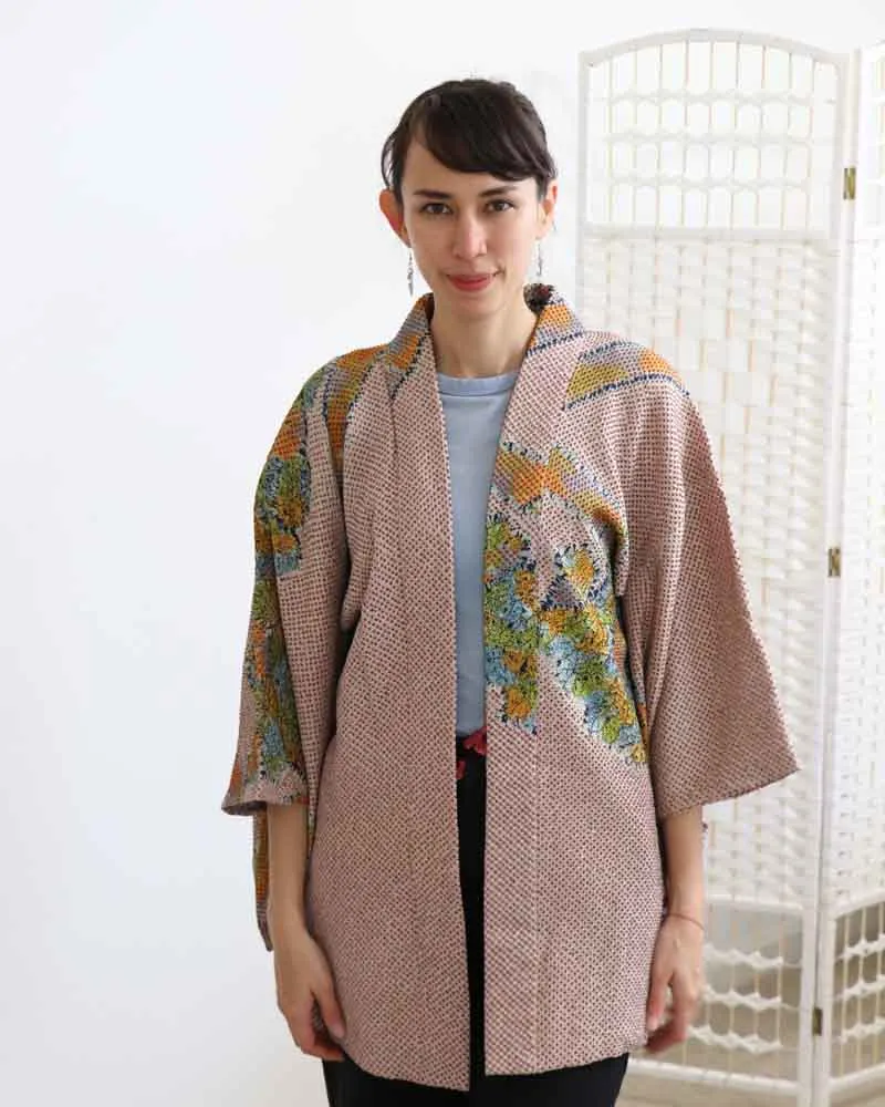 Bamboo Red Shibori  Kimono Jacket