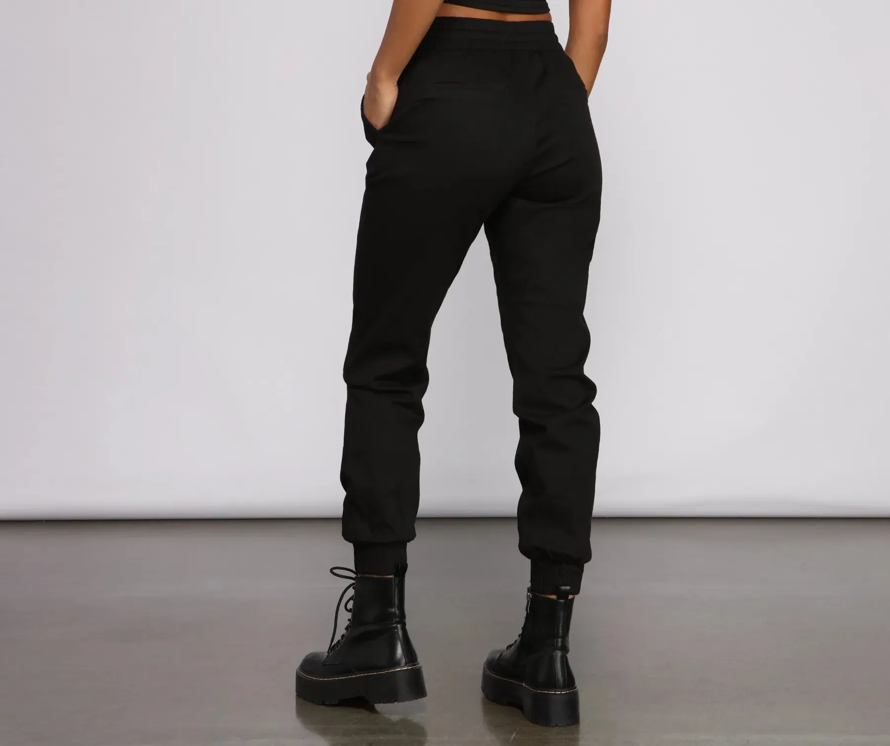 Basic High Waist Twill Joggers