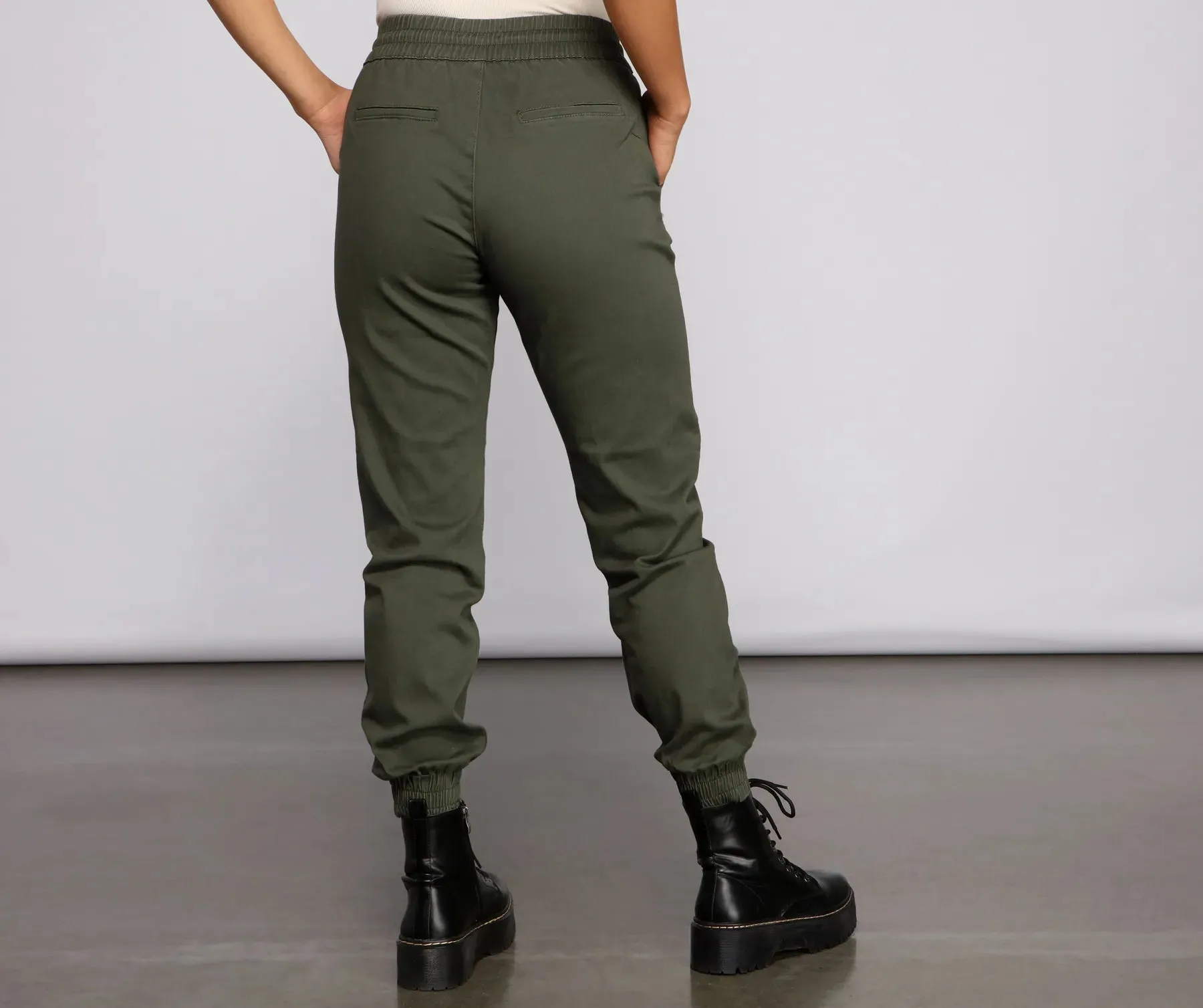 Basic High Waist Twill Joggers