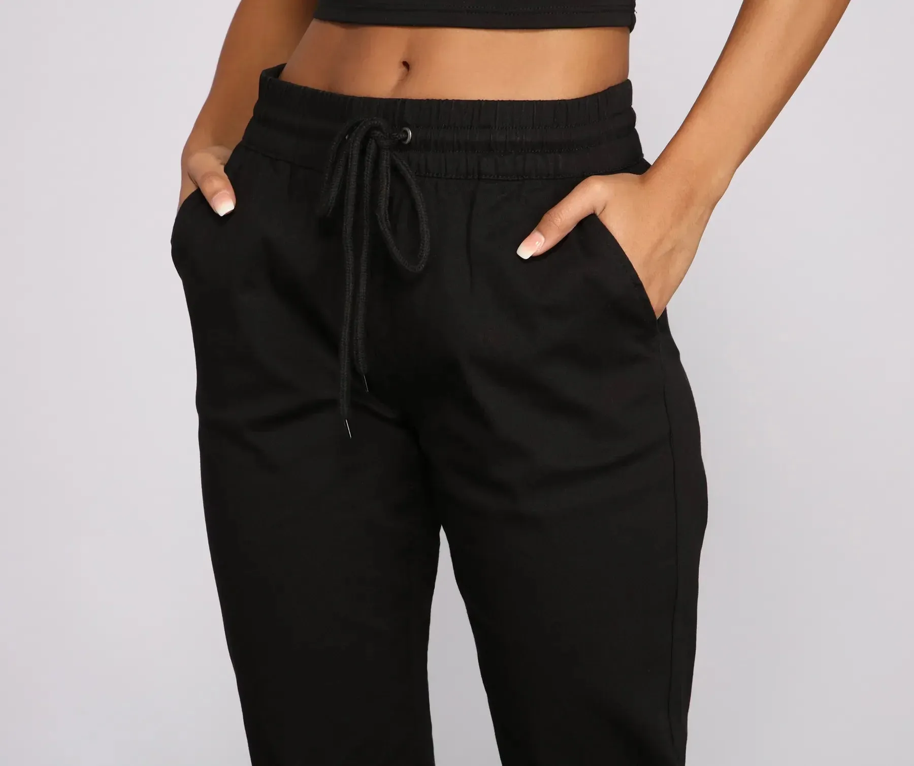 Basic High Waist Twill Joggers