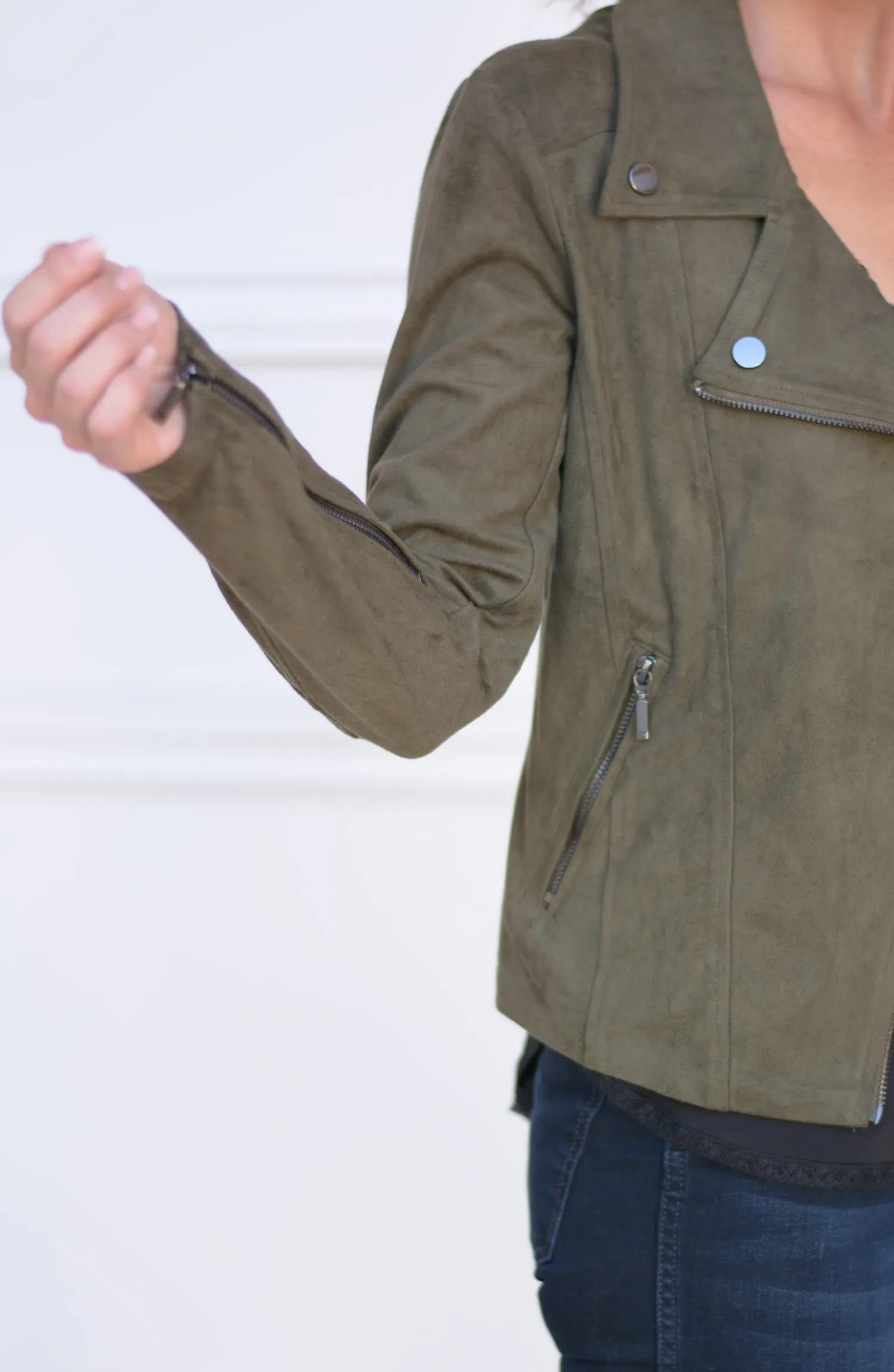 Bea Faux Suede Moto Jacket