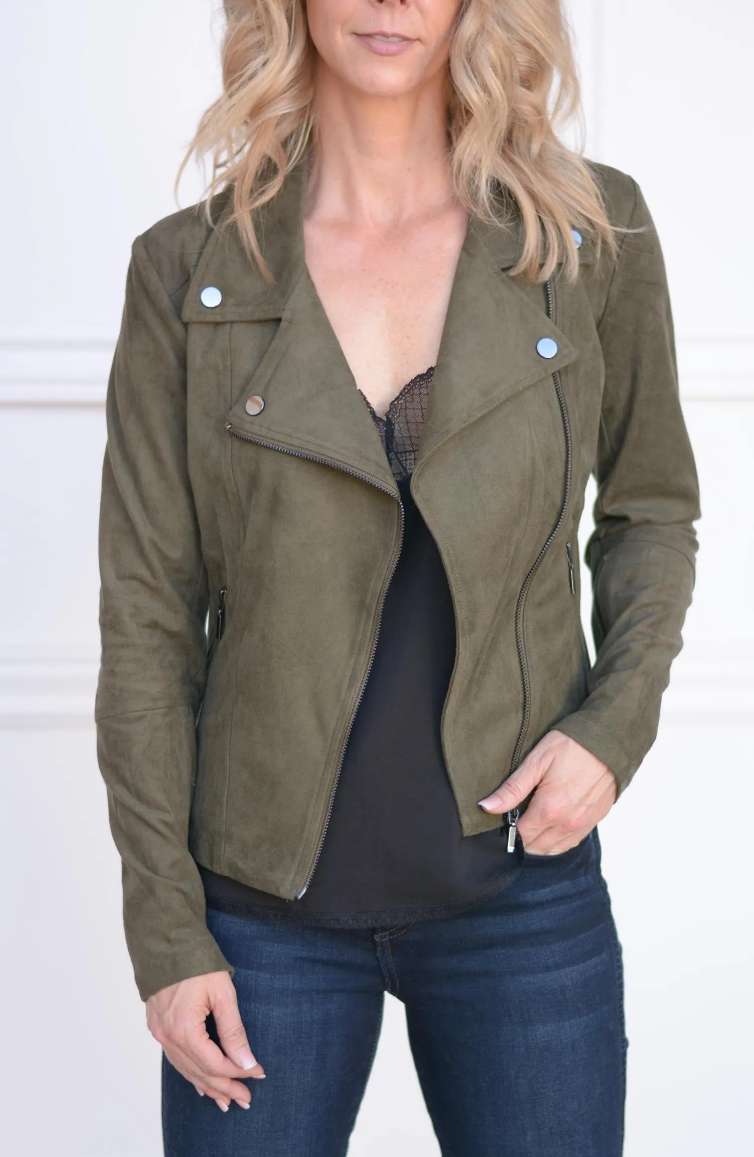 Bea Faux Suede Moto Jacket