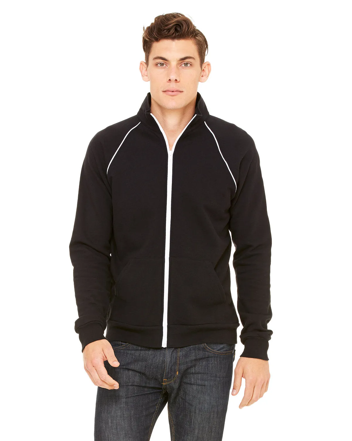 Bella   Canvas 3710 Men's Piped Fleece Jacket