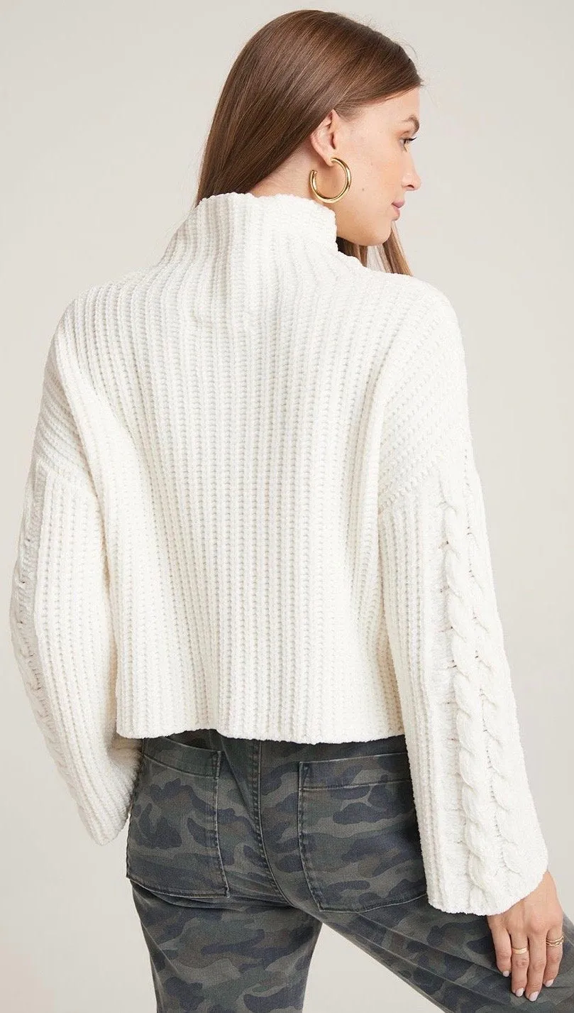 Bella Dahl Cable Sleeve Turtleneck Winter White