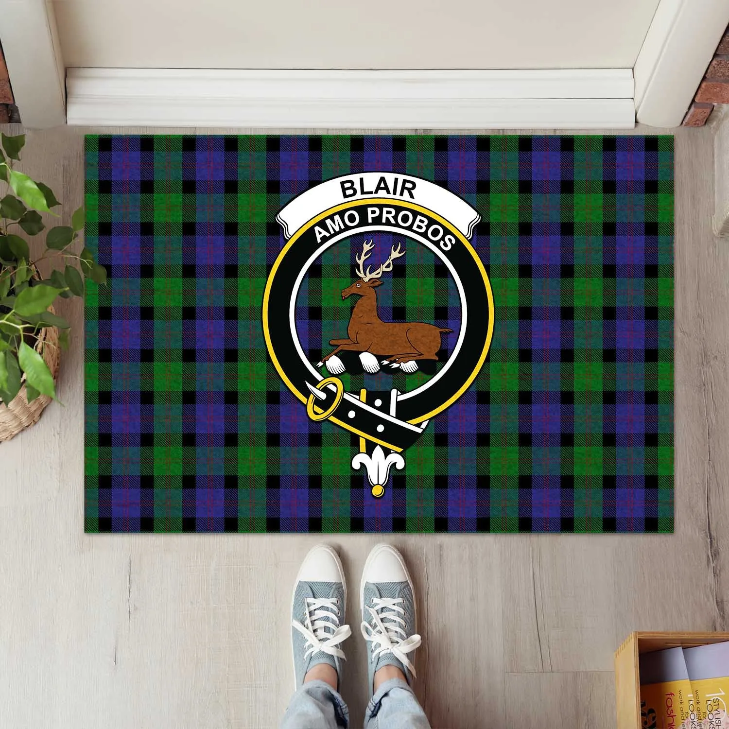 Blair Tartan Door Mat with Family Crest