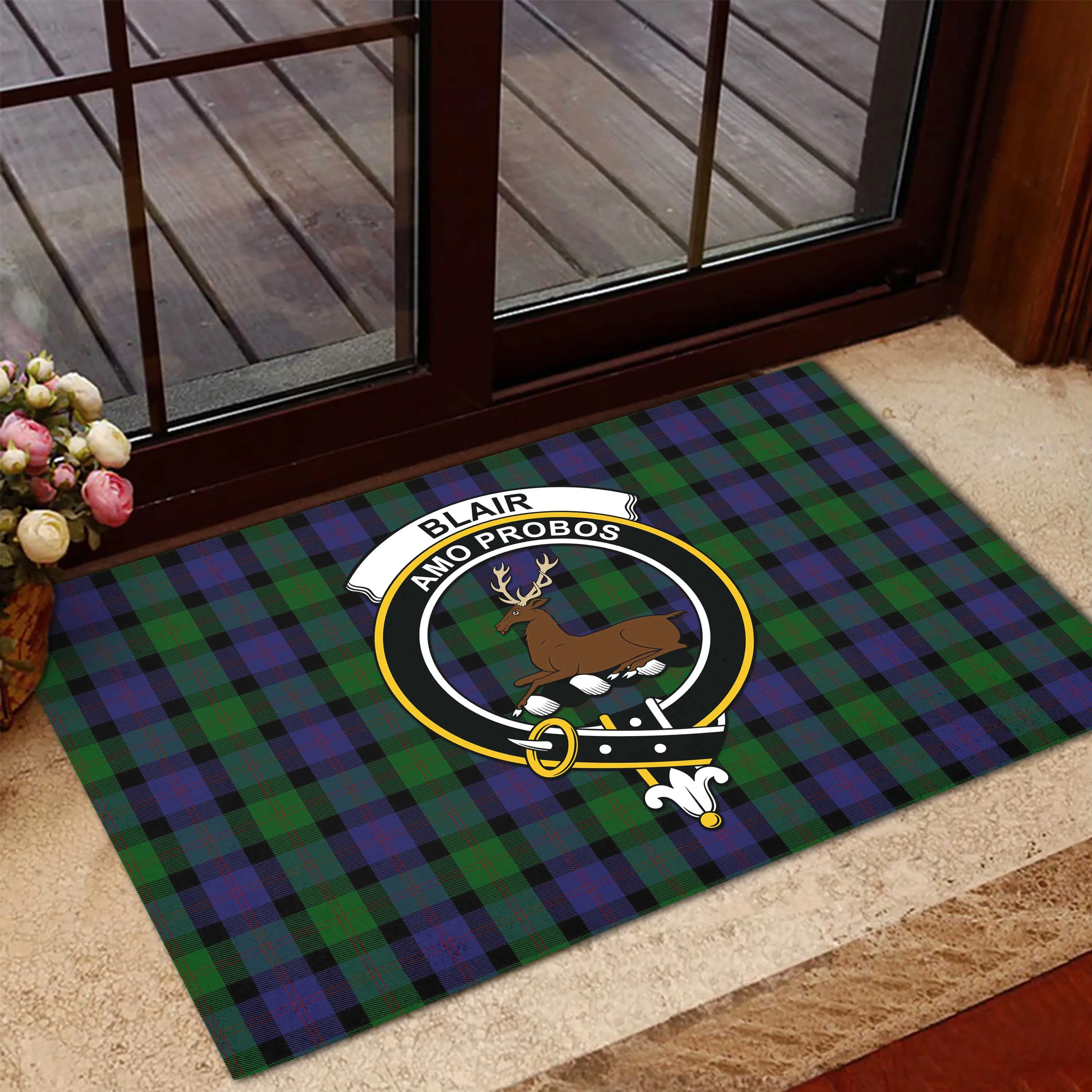 Blair Tartan Door Mat with Family Crest