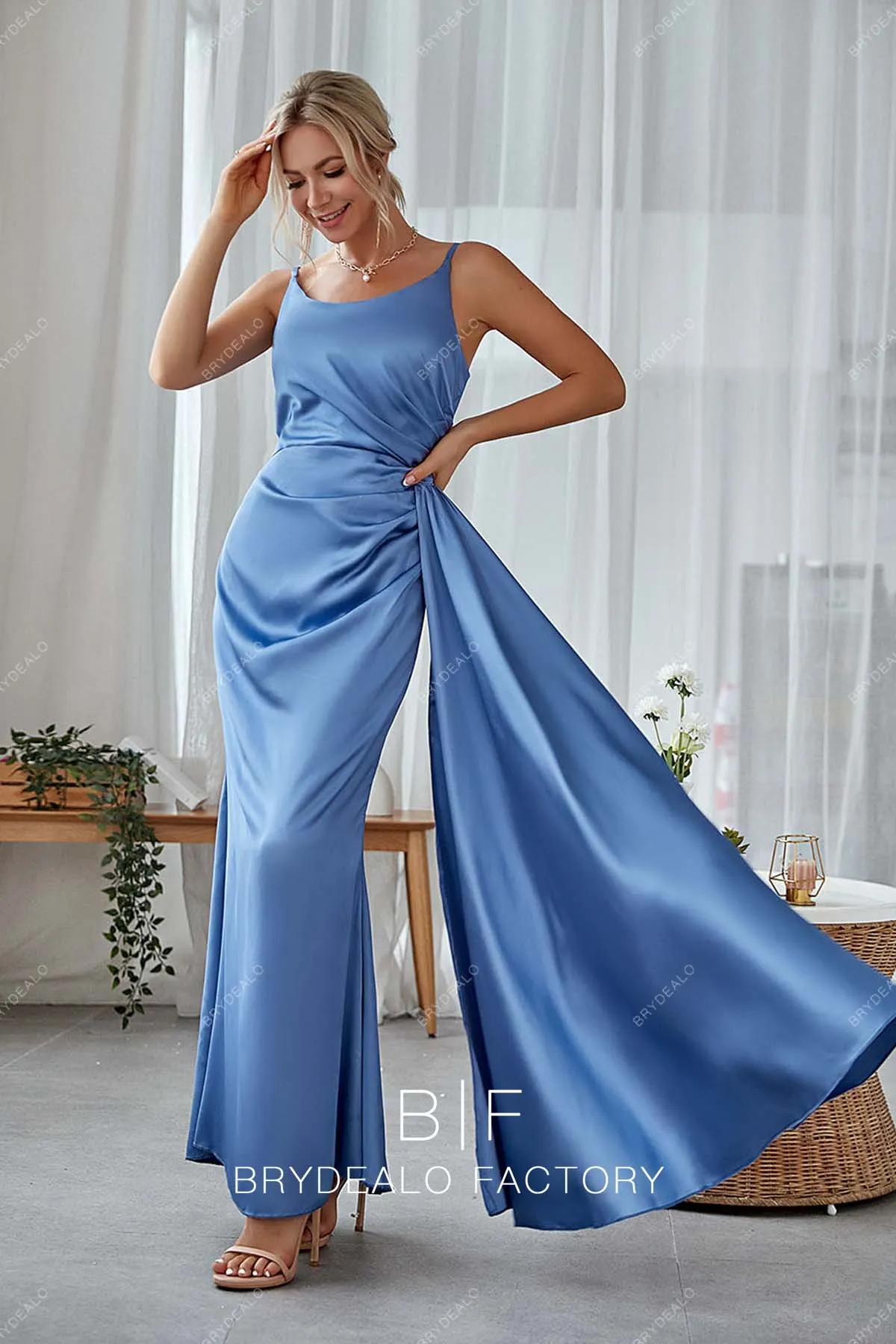 Blue Jay Scoop Neck Sheath Floor Length Stylish Dress