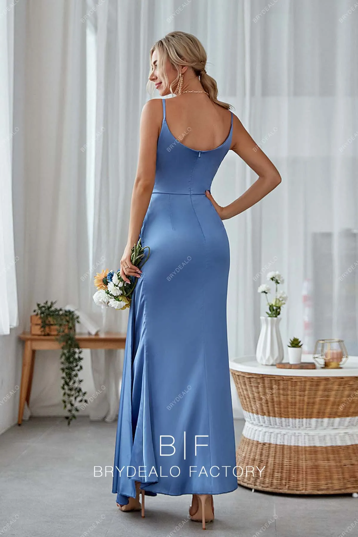 Blue Jay Scoop Neck Sheath Floor Length Stylish Dress