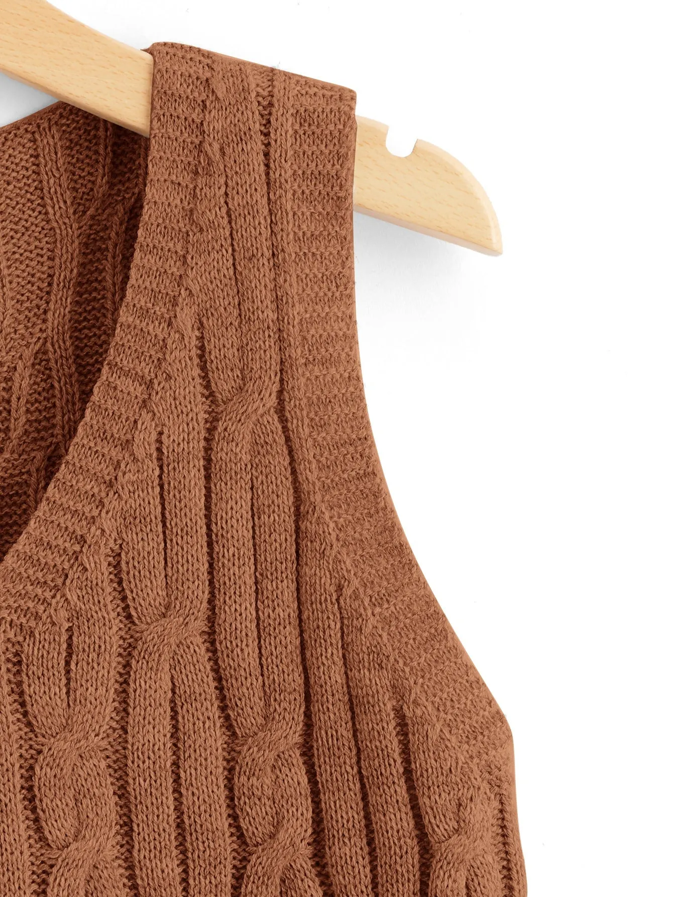 Brown Cable Knit Sweater Vest