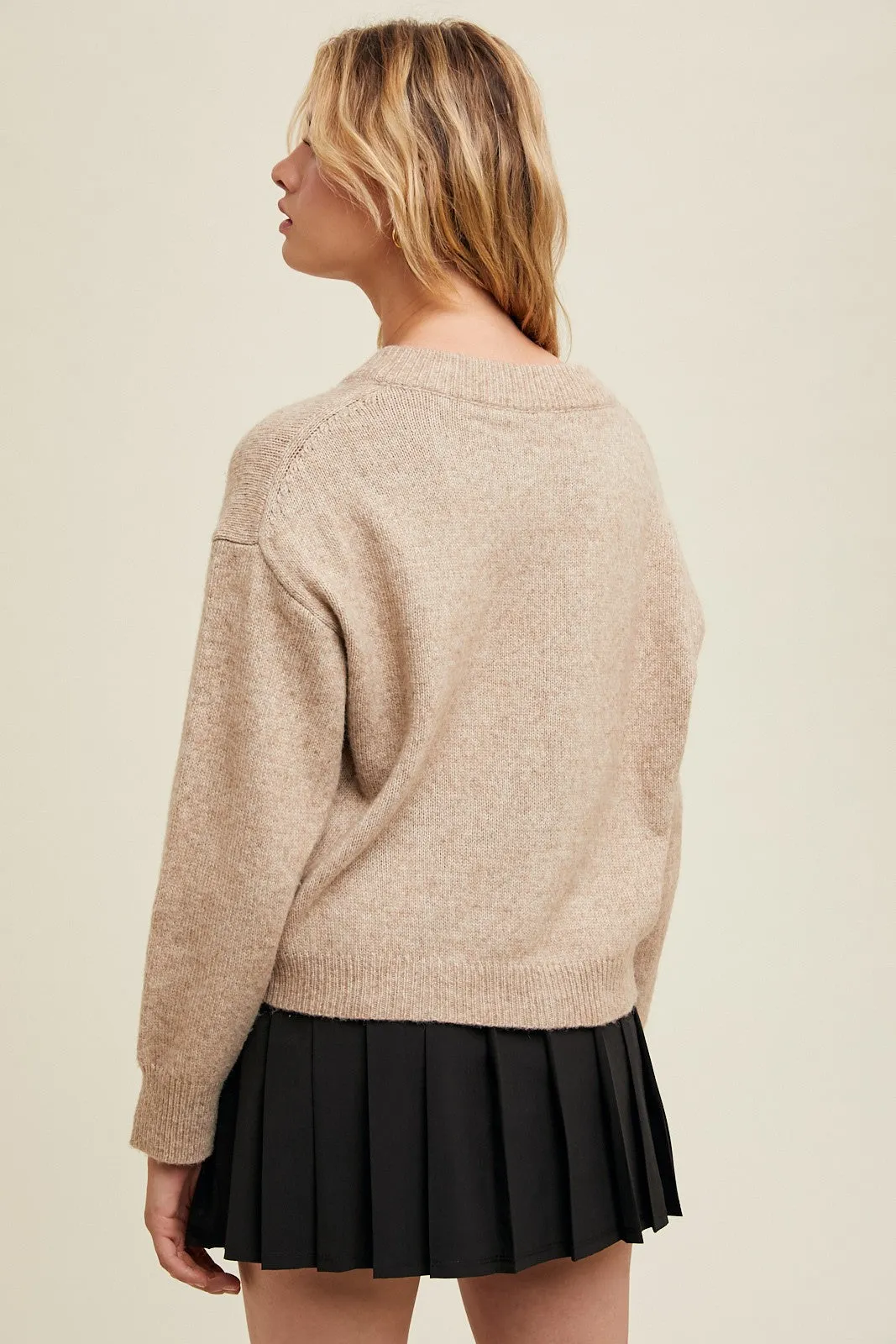 Brushed Relaxed Crop Sweater - Mocha