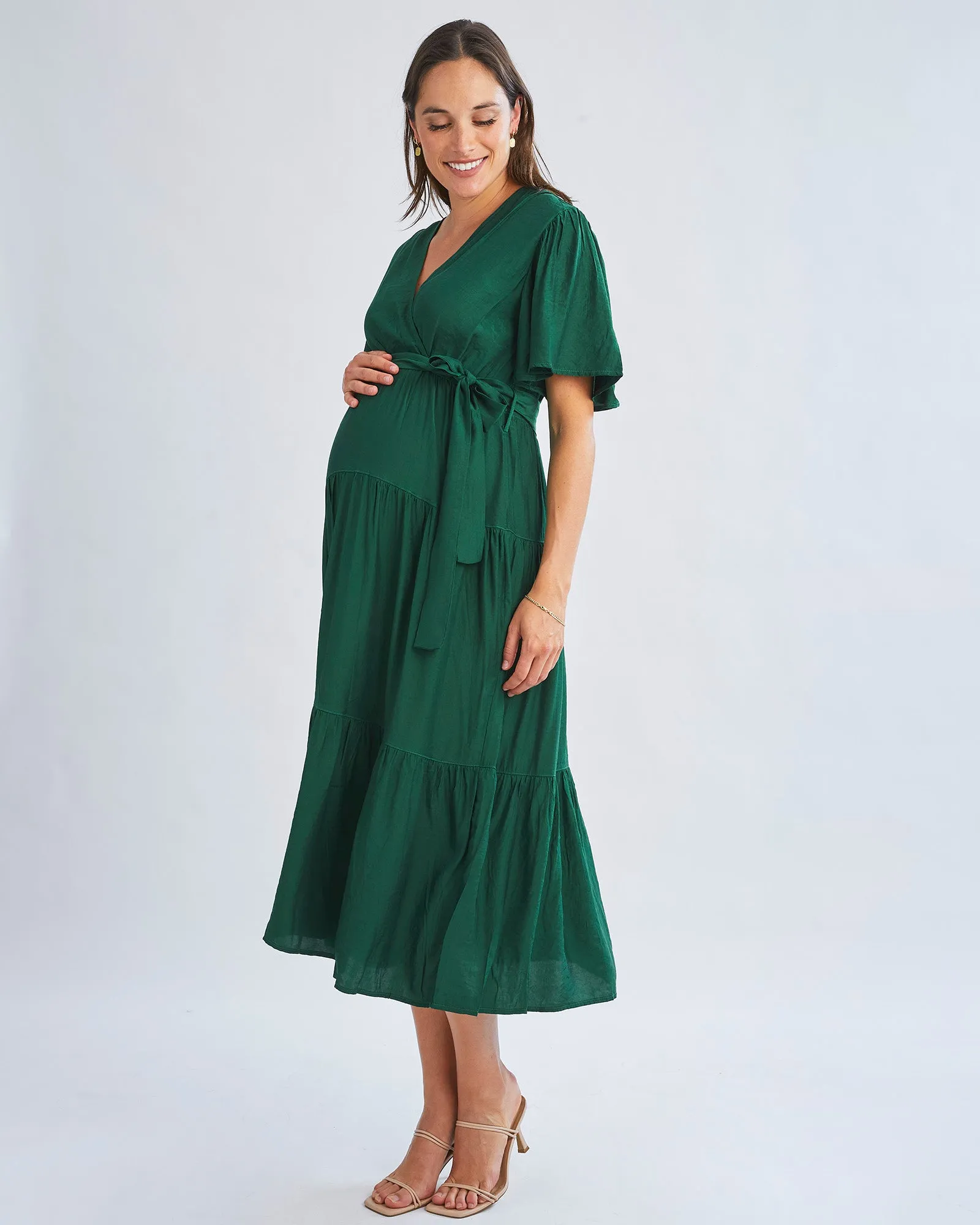 Cara Emerald Green Maternity Maxi Dress