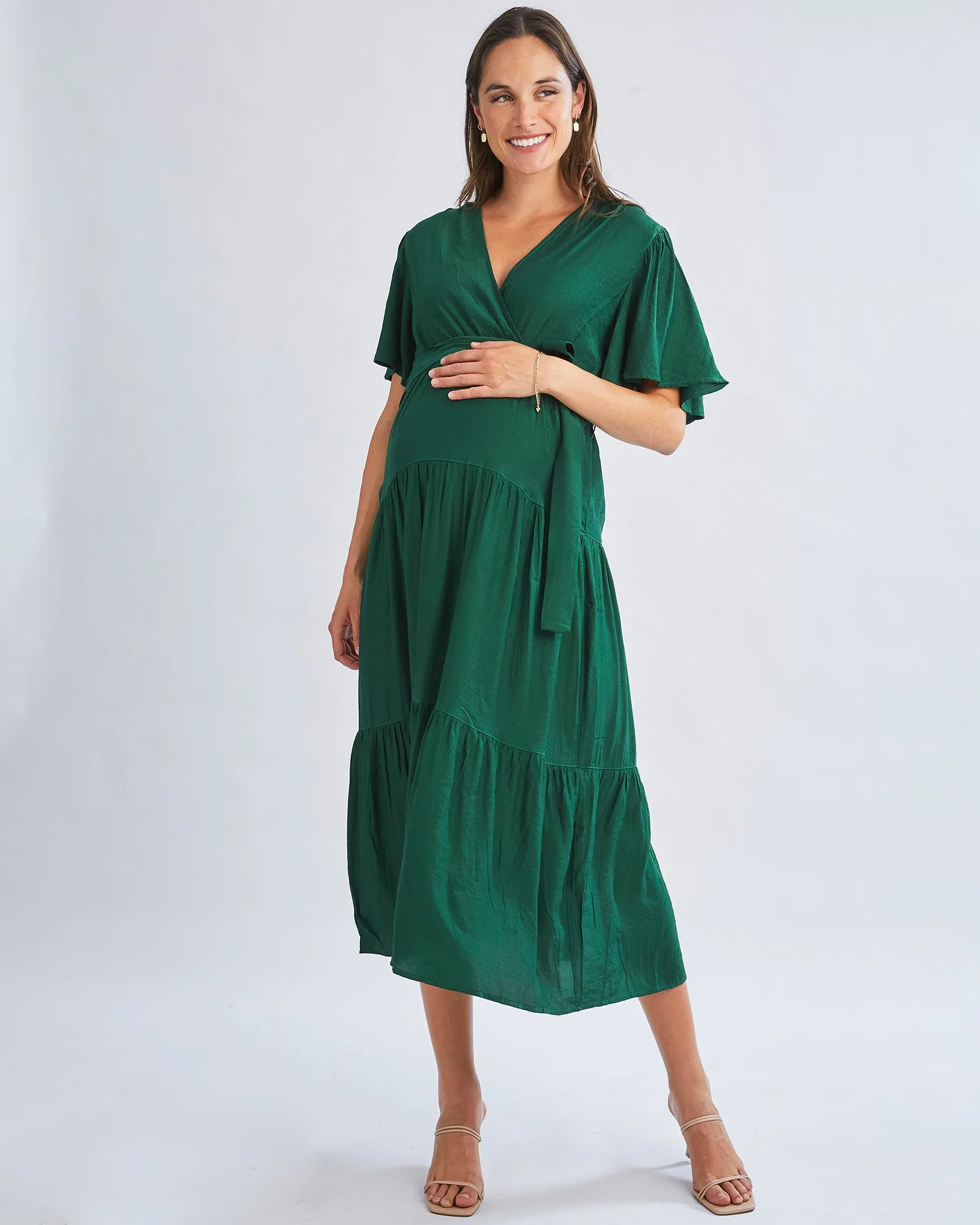 Cara Emerald Green Maternity Maxi Dress