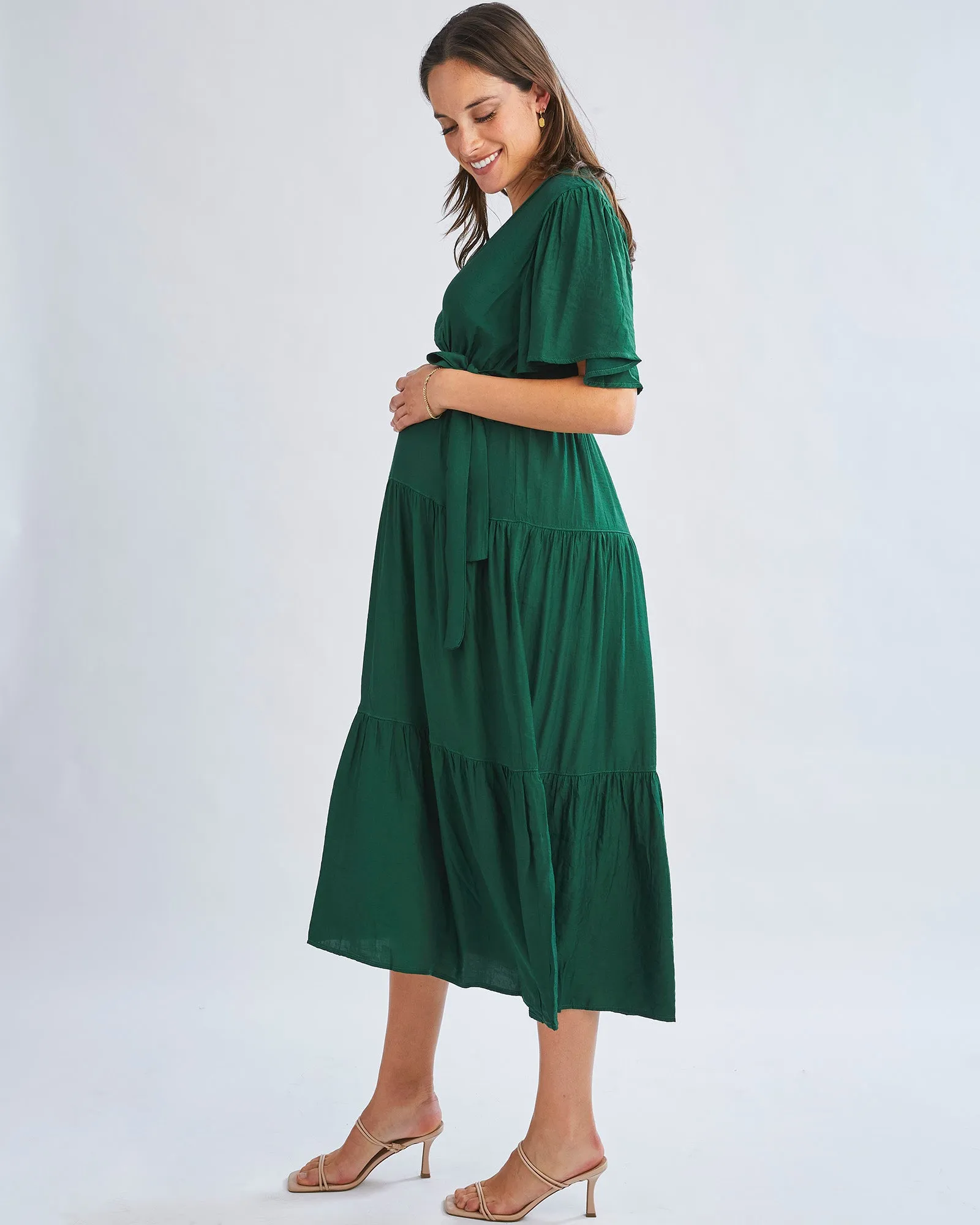 Cara Emerald Green Maternity Maxi Dress