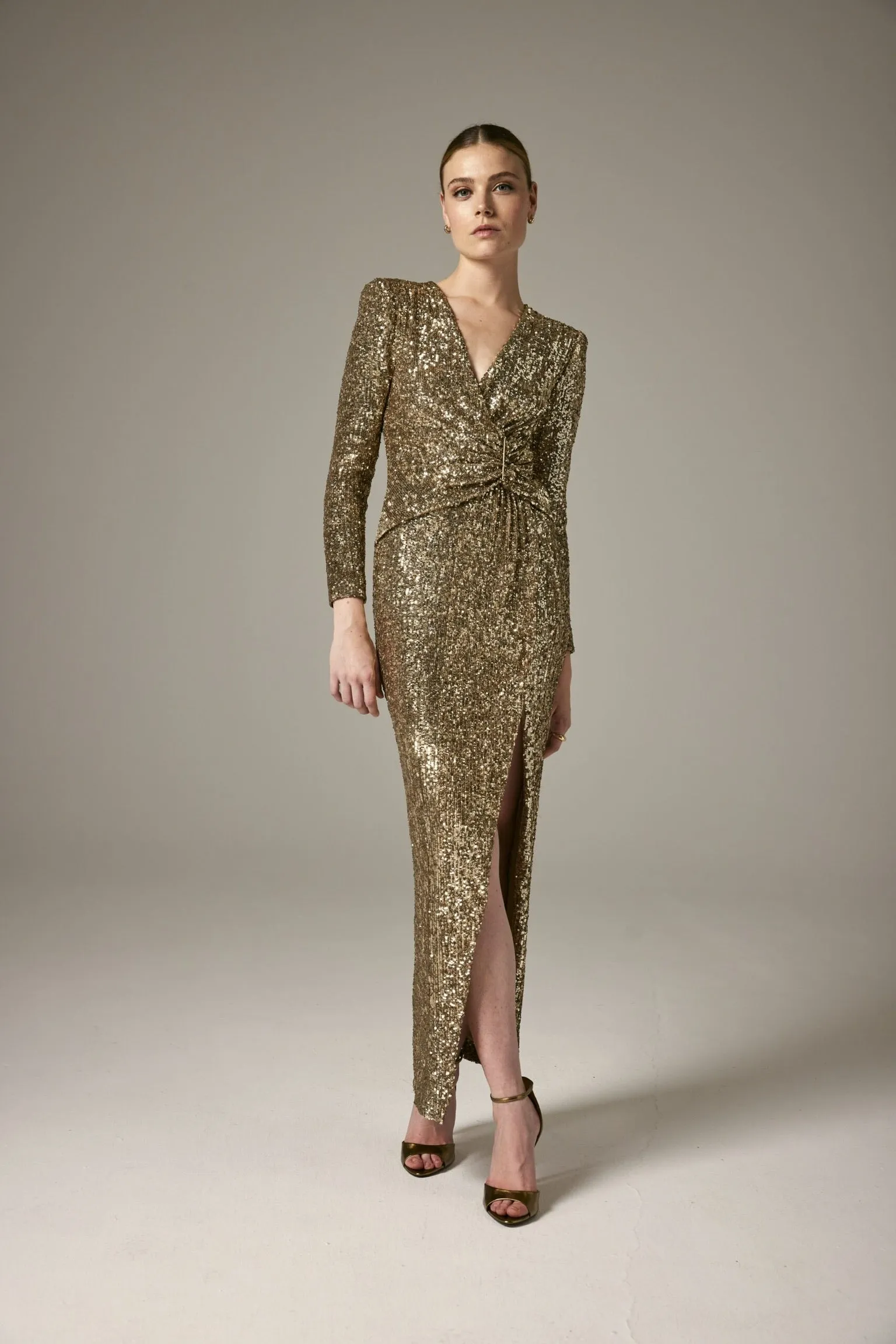 Carla Ruiz Gold Sequin Dress