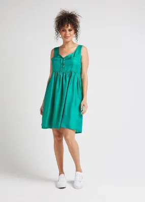 Carnation Sleeveless Silk Dress - Emerald Green