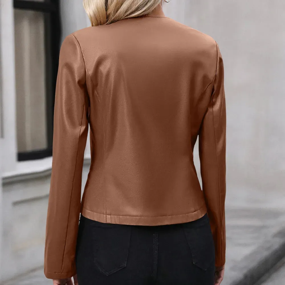 Casual Long-sleeve Jacket Solid Color