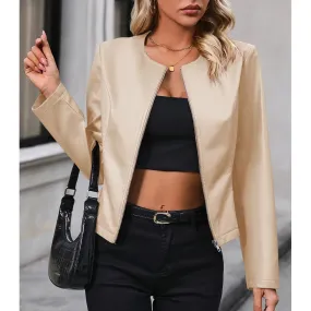 Casual Long-sleeve Jacket Solid Color