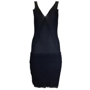 Chanel Black Ruffled Sleeveless Knit Tank Dress