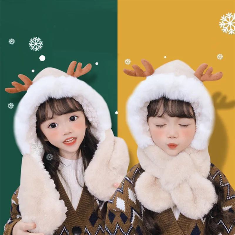 Children's scarf one-piece cap