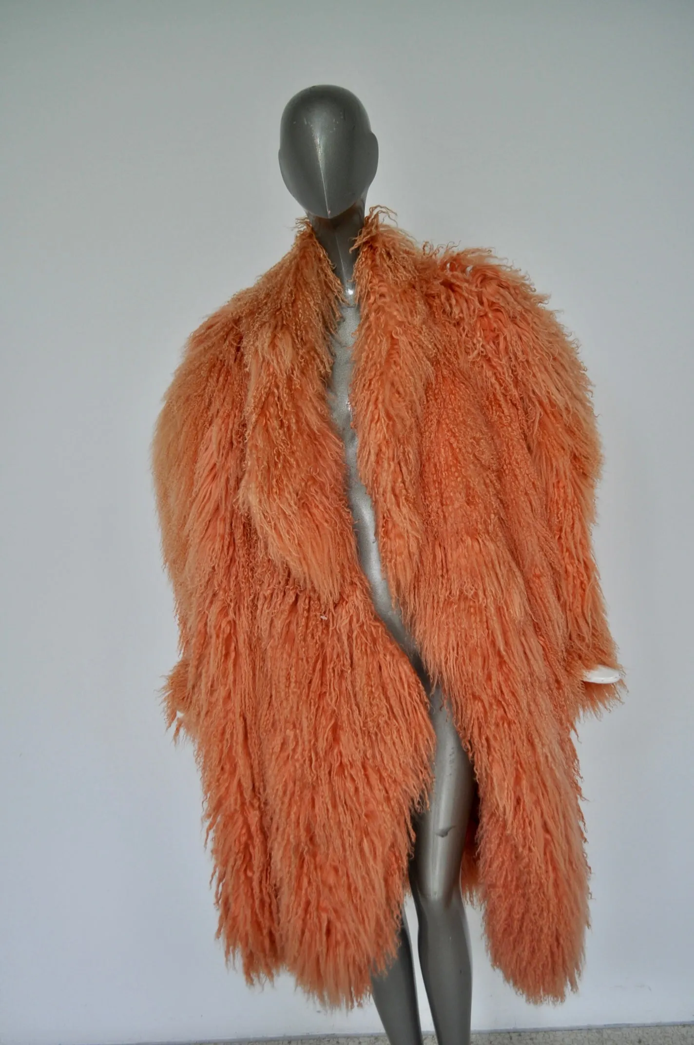 Claude Montana mongolian lamb coat pink color 80s