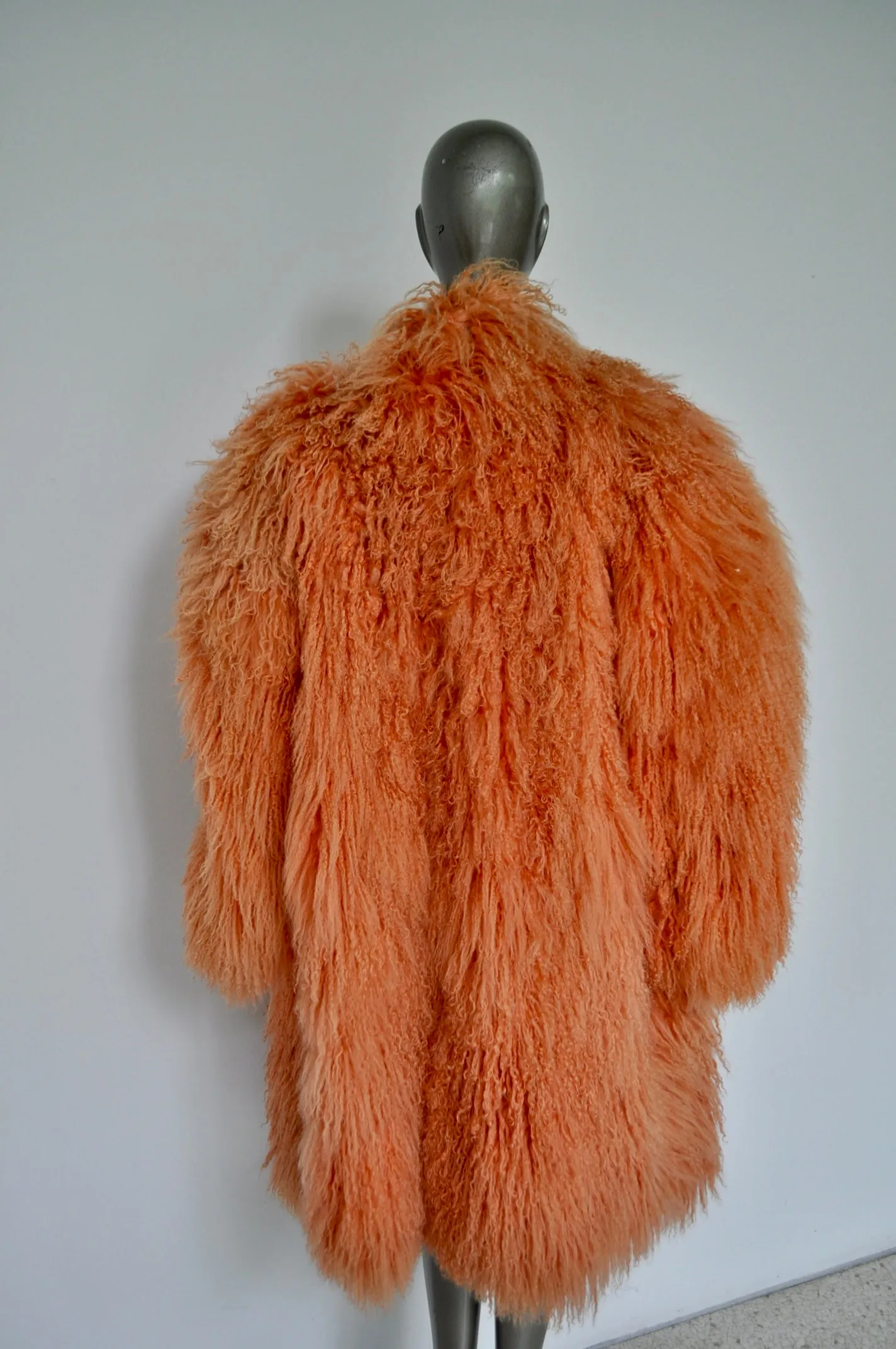 Claude Montana mongolian lamb coat pink color 80s