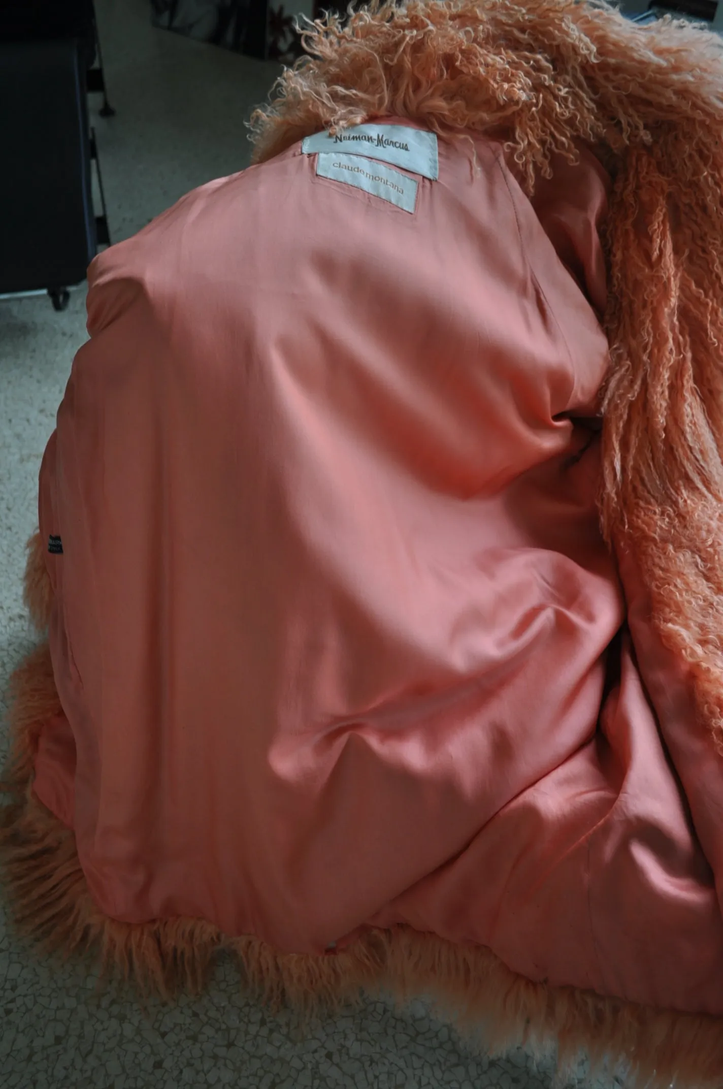 Claude Montana mongolian lamb coat pink color 80s