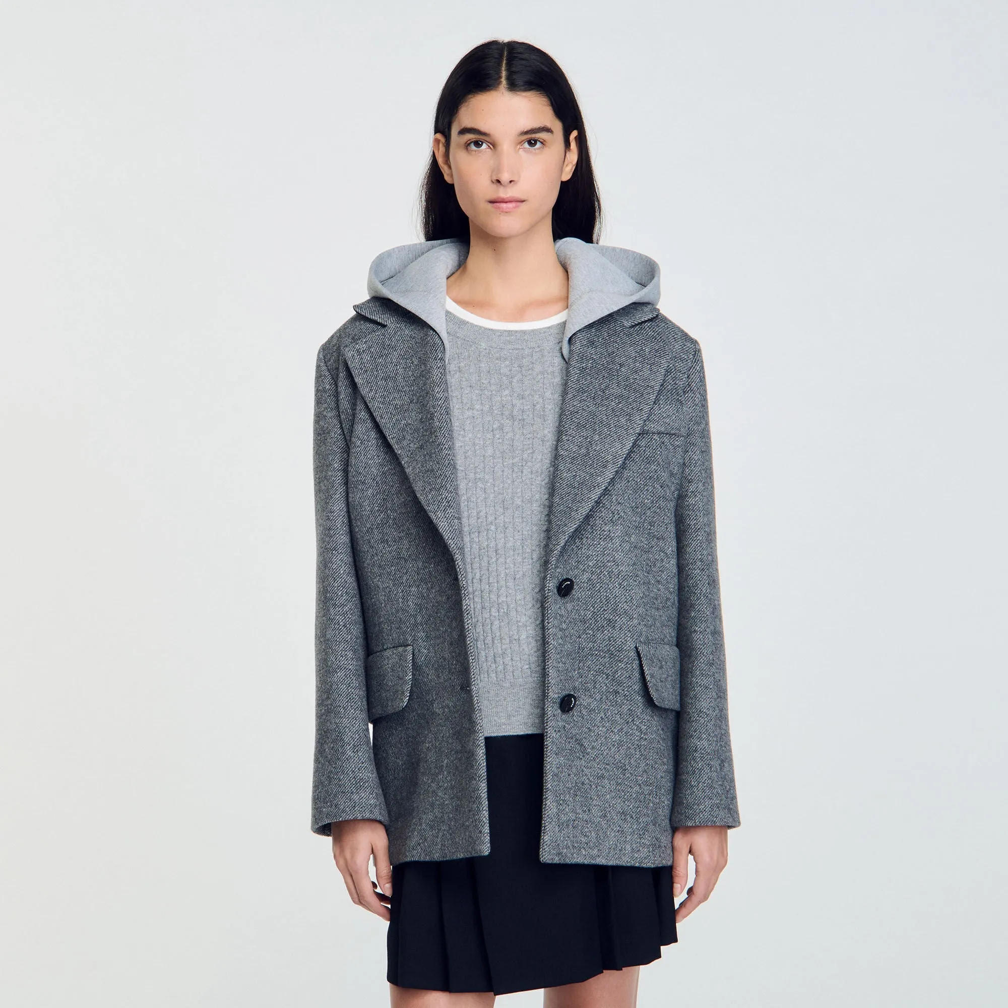 Coat with removable hood