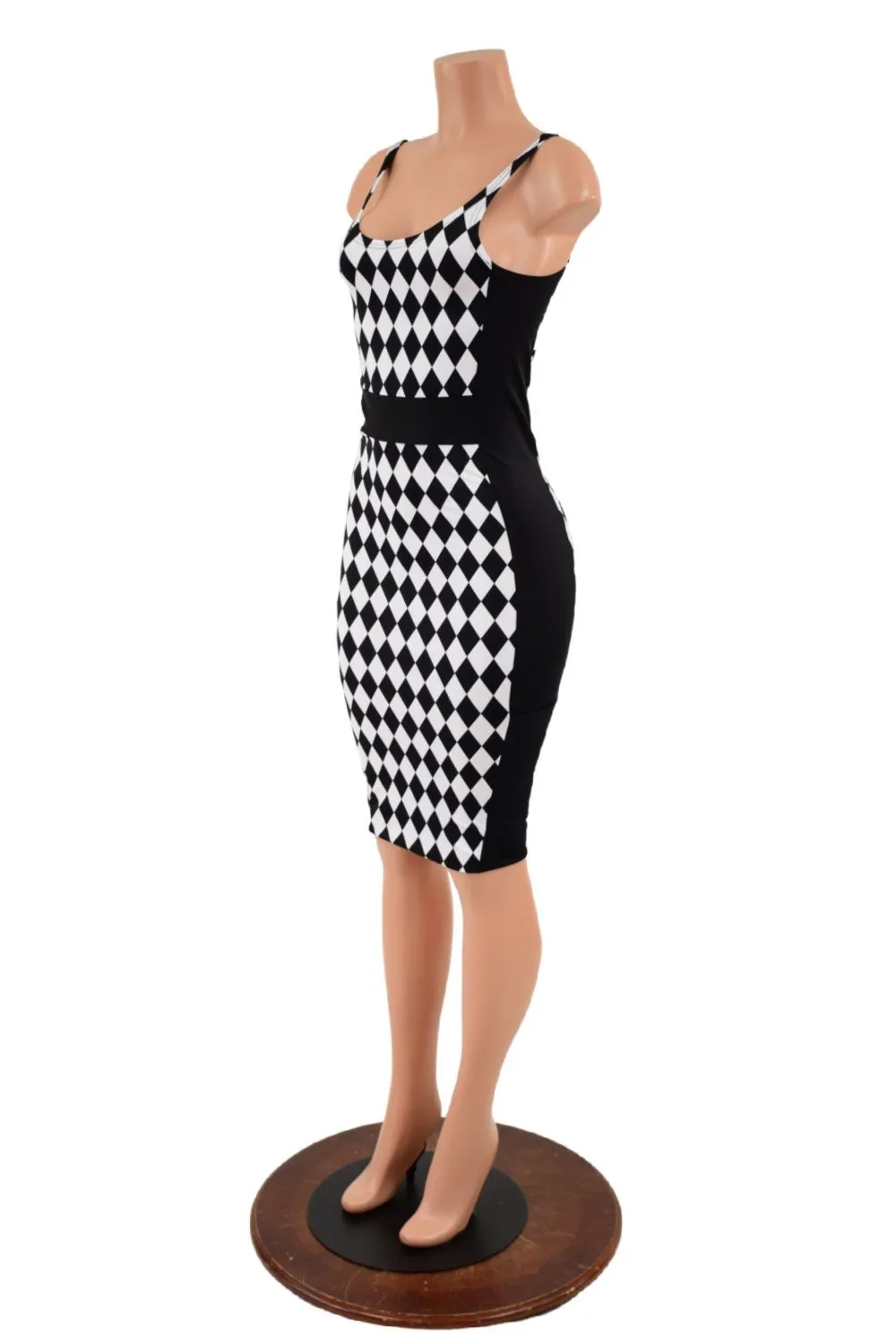 Color Blocked Side Panel Wiggle Dress with Cargo Pockets