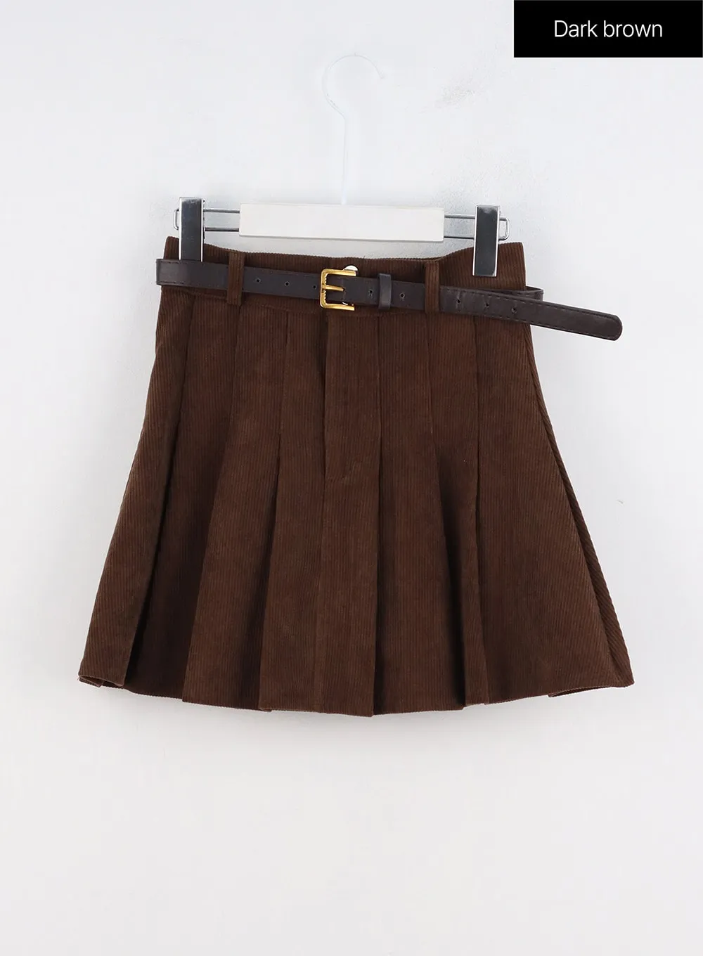 Corduroy Pleated Mini Skirt OO312