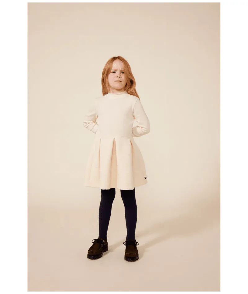 Cream Long Sleeve Embossed Hearts Dress