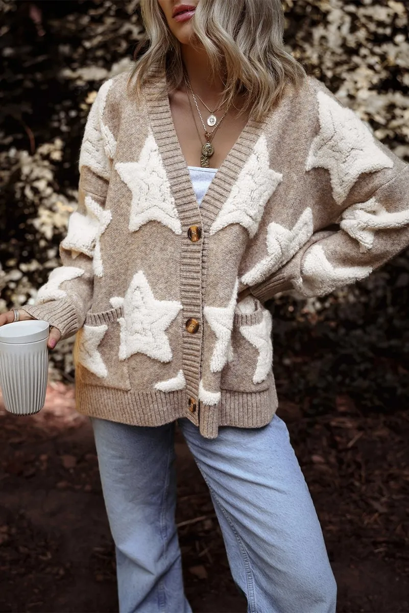 Debra Tan Sherpa Star Sweater Cardigan